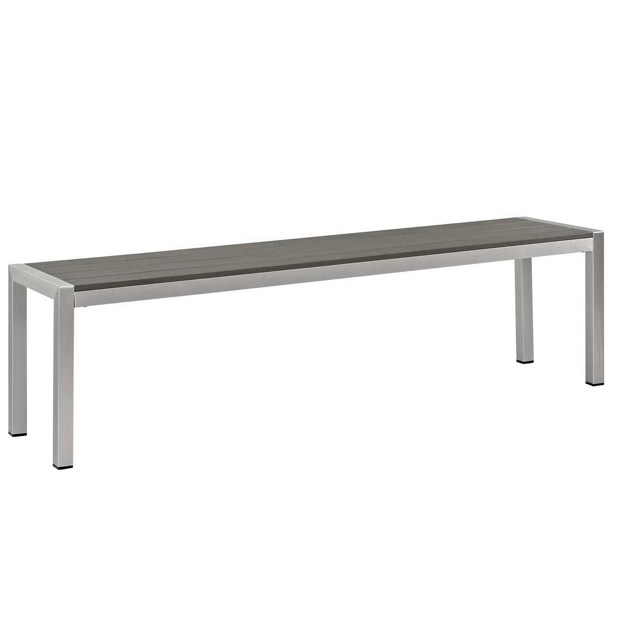 Shore 3 Piece Outdoor Patio Aluminum Dining Set, Silver Gray