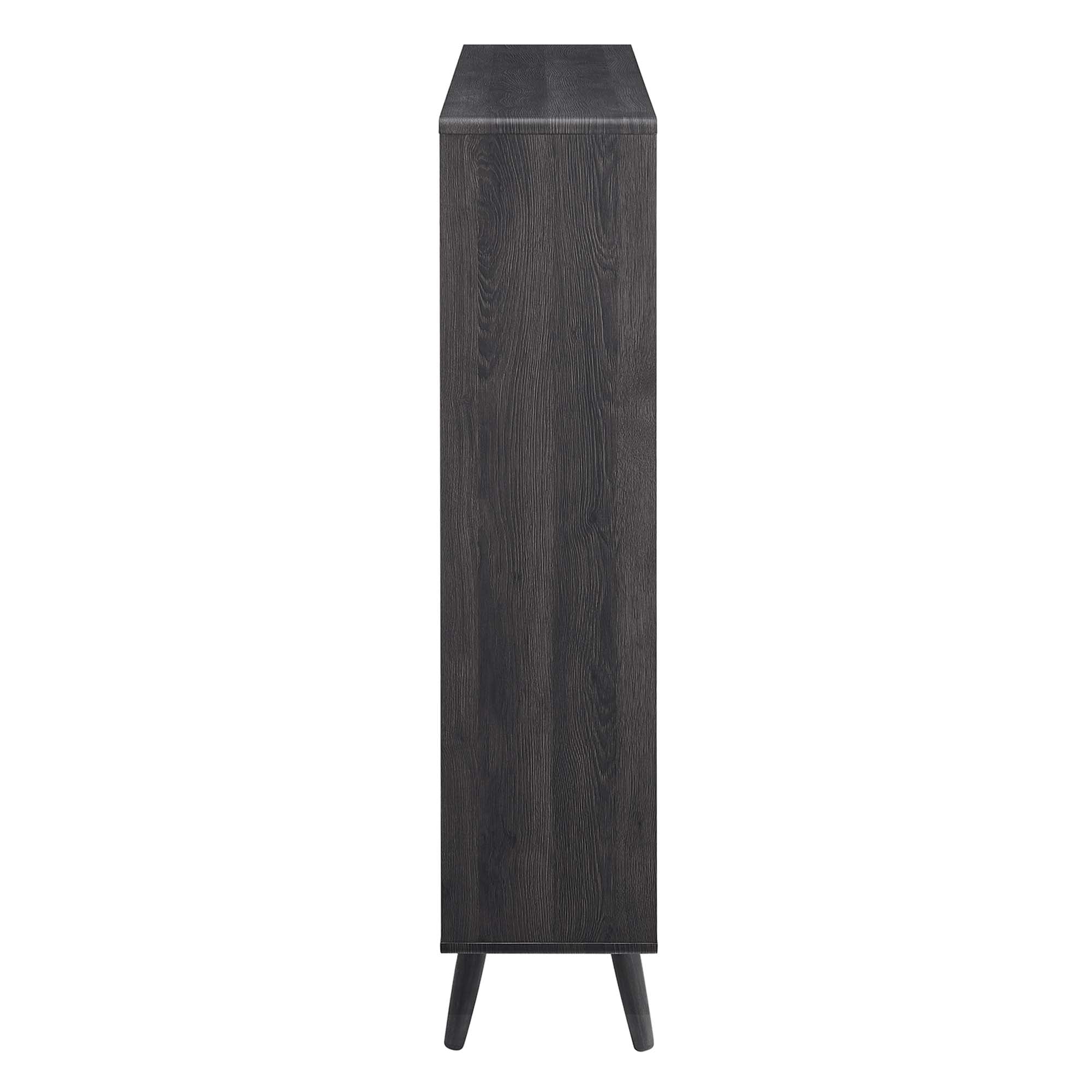 Transmit 7 Shelf Wood Grain Bookcase, Charcoal