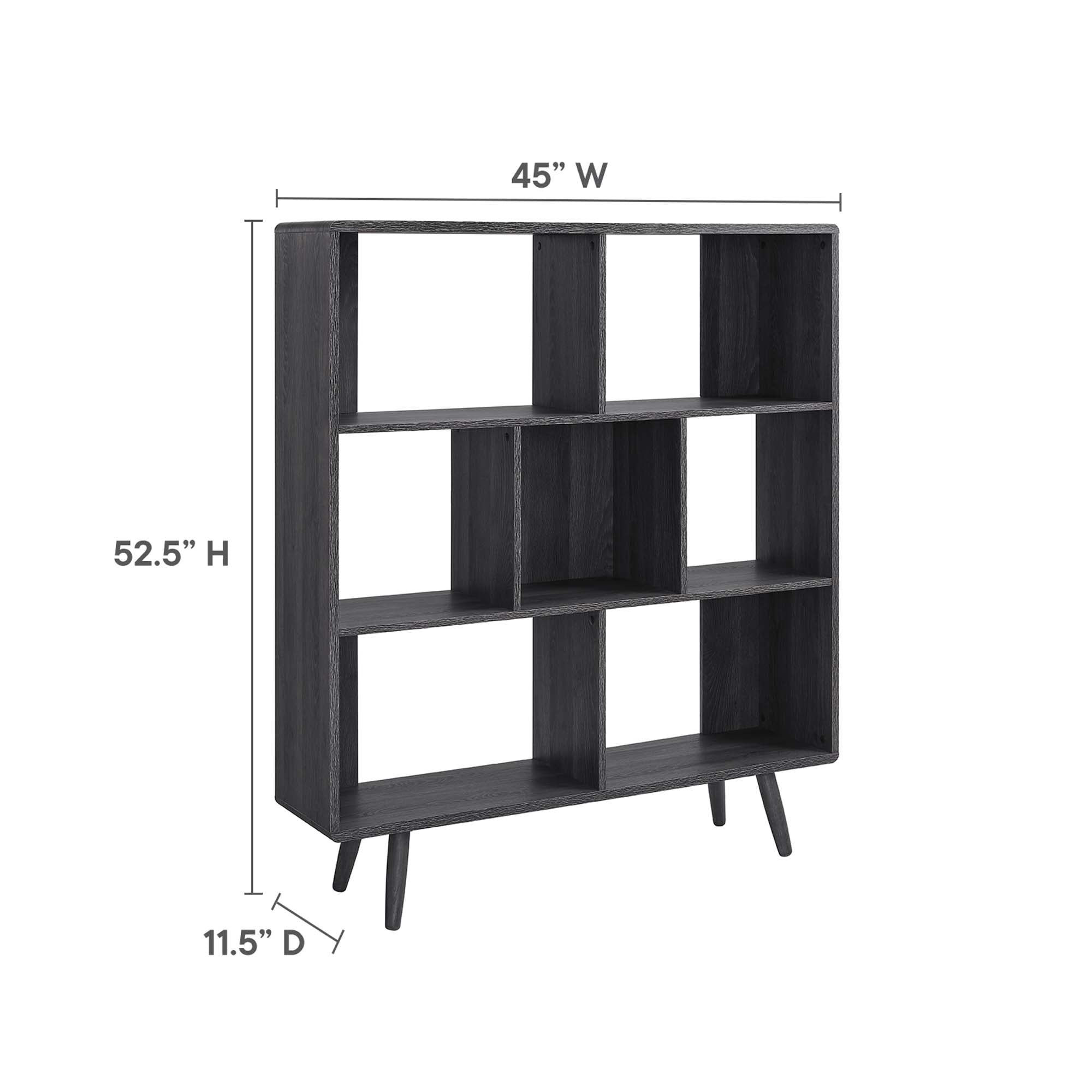 Transmit 7 Shelf Wood Grain Bookcase, Charcoal