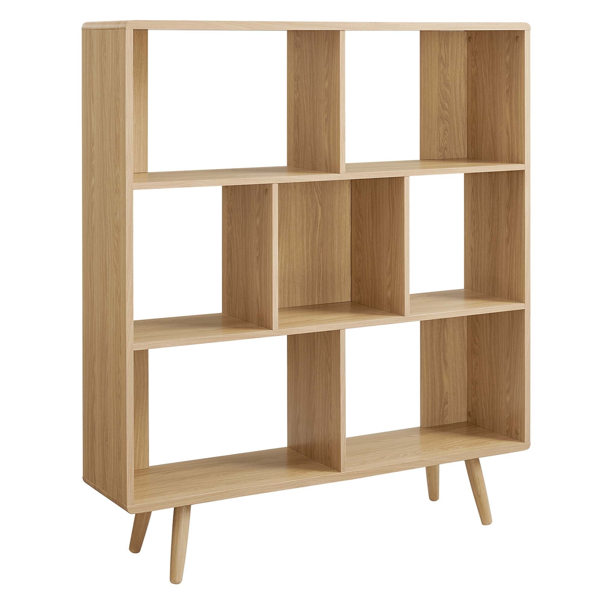 Transmit 7 Shelf Wood Grain Bookcase, Oak