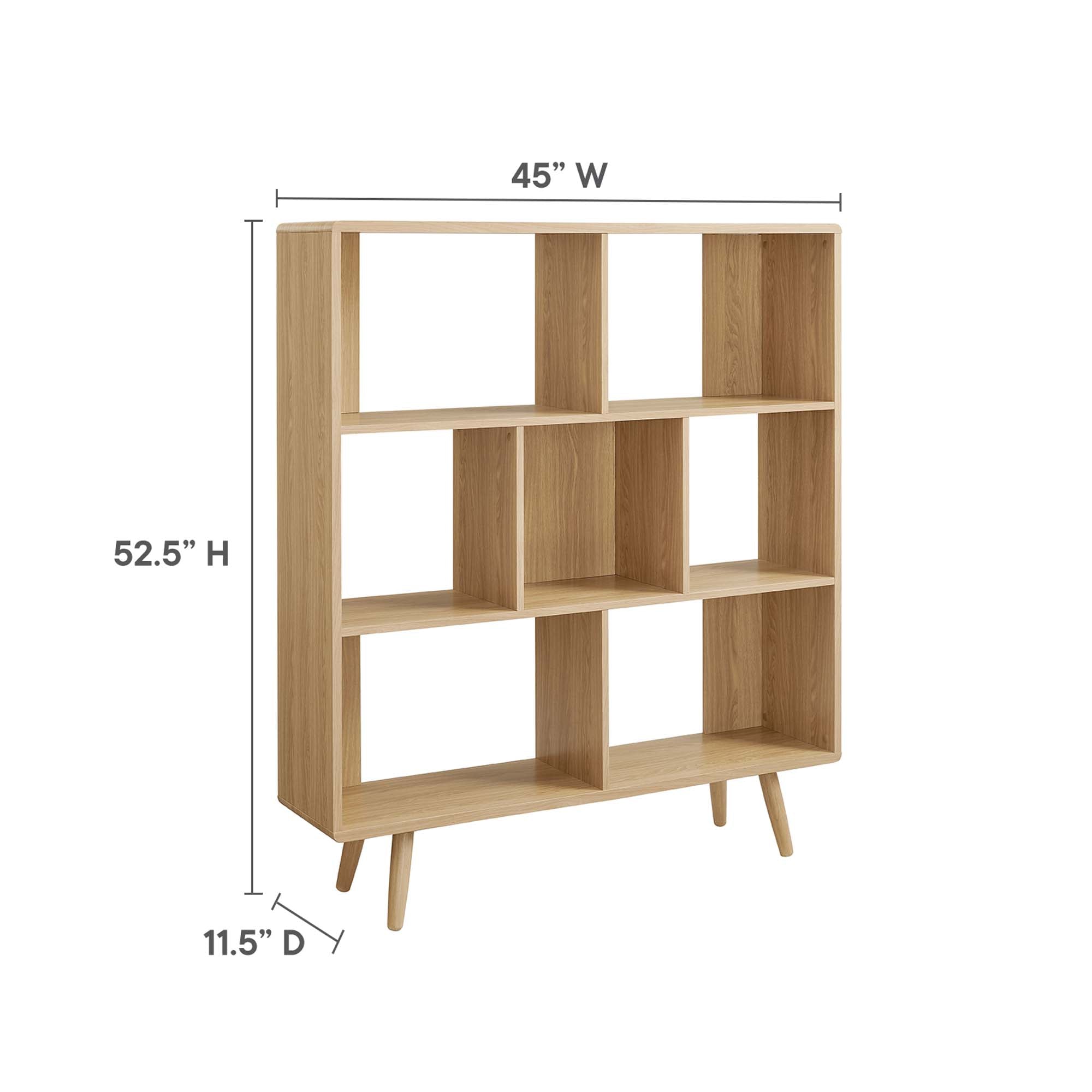 Transmit 7 Shelf Wood Grain Bookcase, Oak