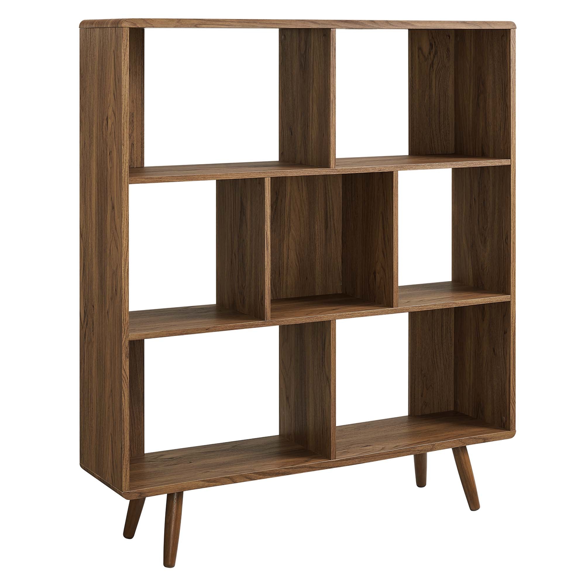 Transmit 7 Shelf Wood Grain Bookcase, Walnut