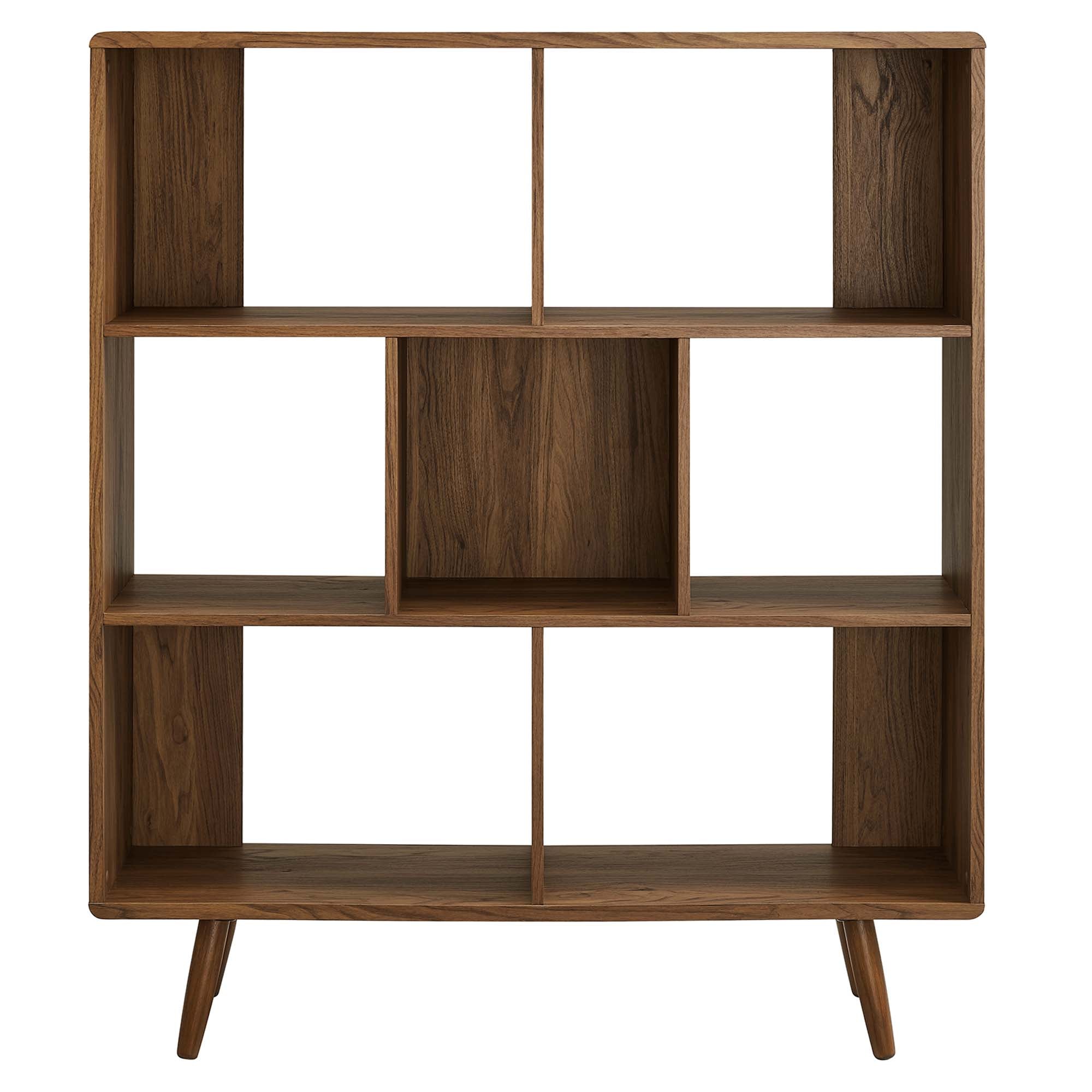 Transmit 7 Shelf Wood Grain Bookcase, Walnut