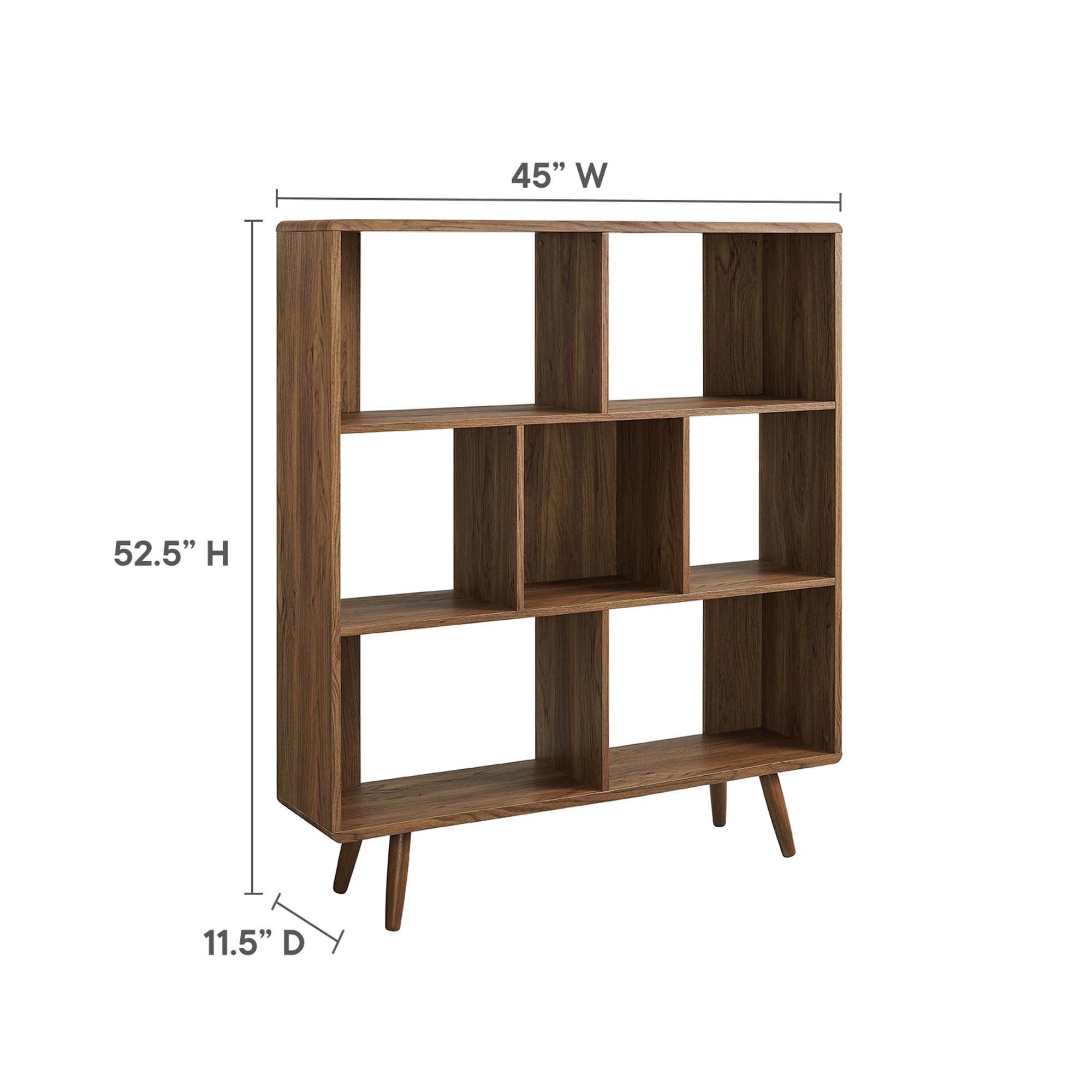 Transmit 7 Shelf Wood Grain Bookcase, Walnut