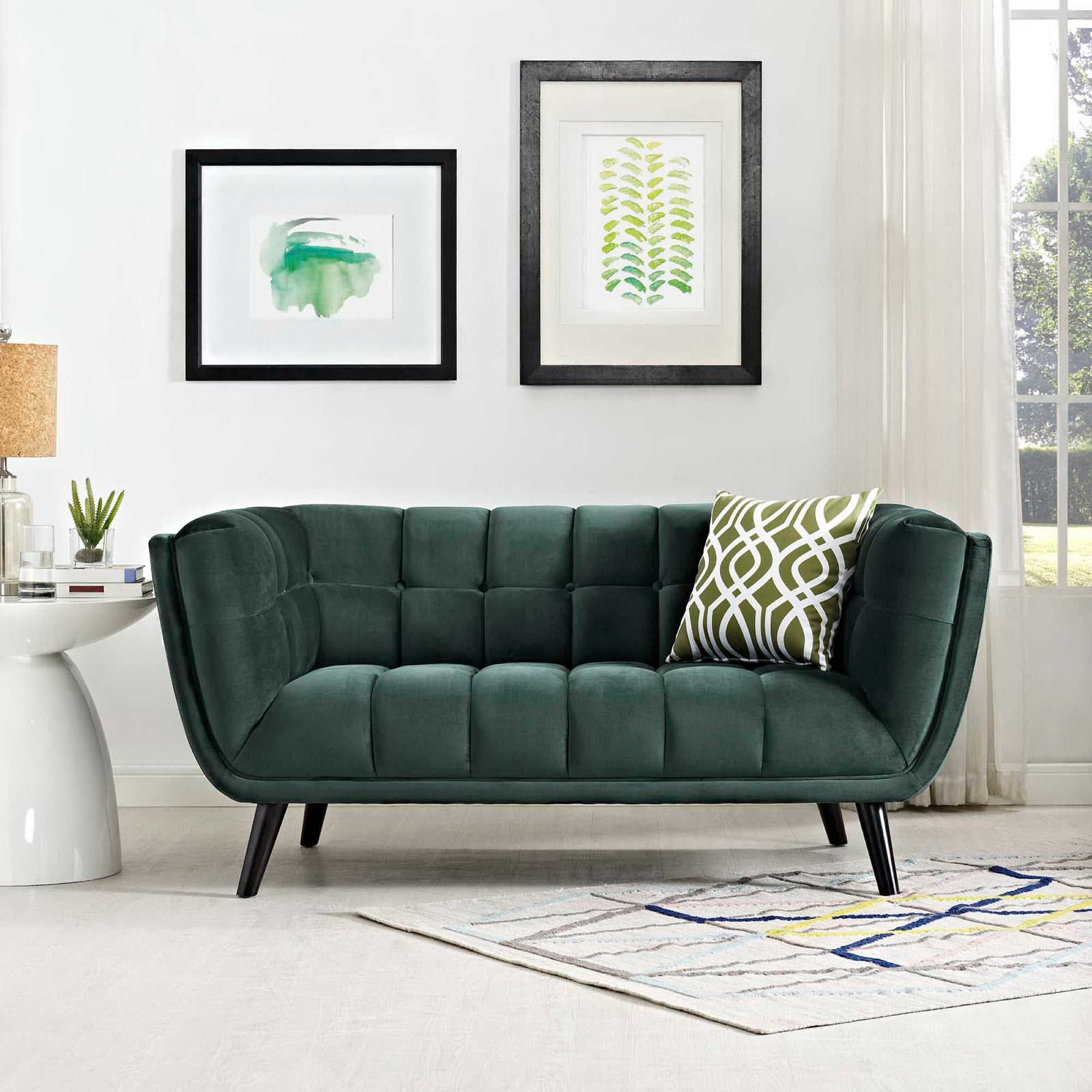 Bestow Performance Velvet Loveseat, Green