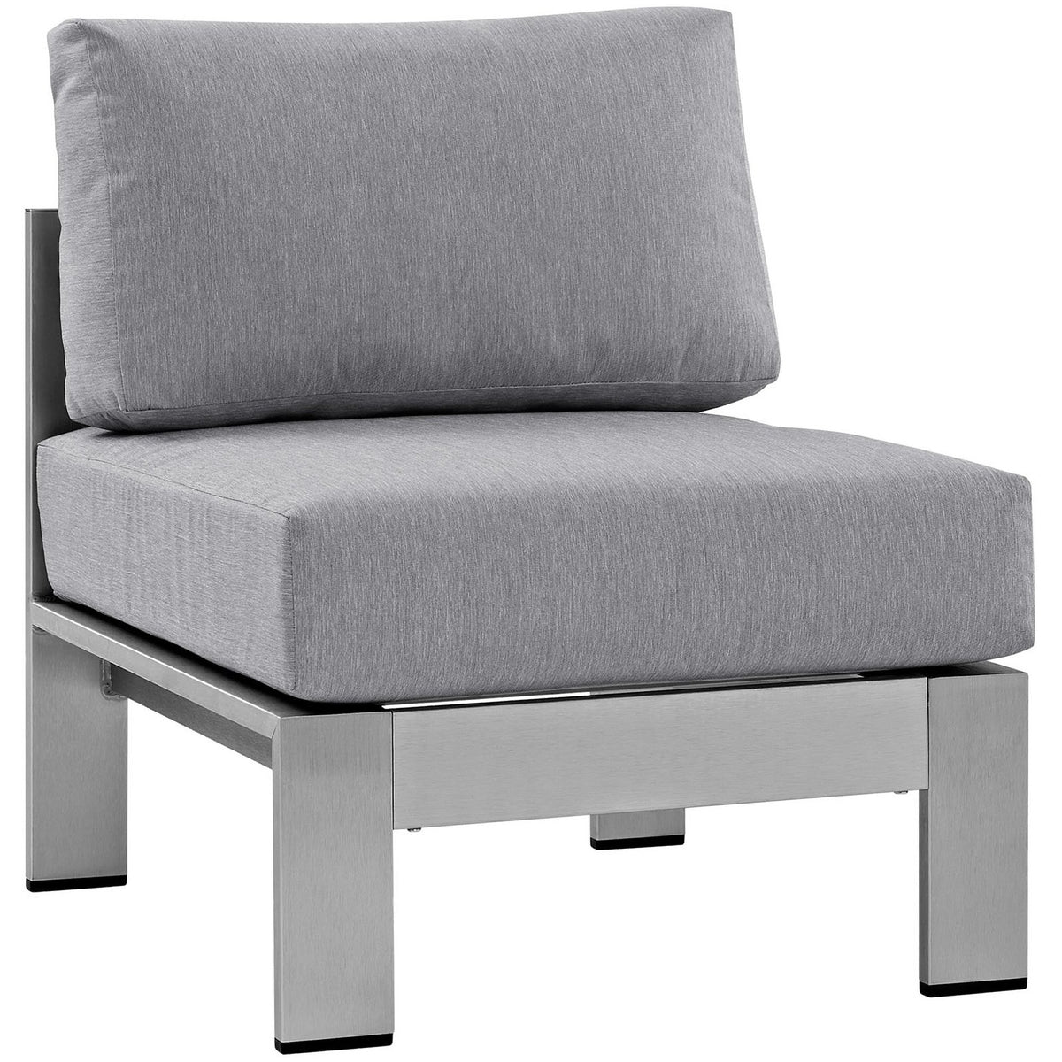 Shore 6 Piece Outdoor Patio Aluminum Sectional Sofa Set, Silver Gray - Model EEI-2561