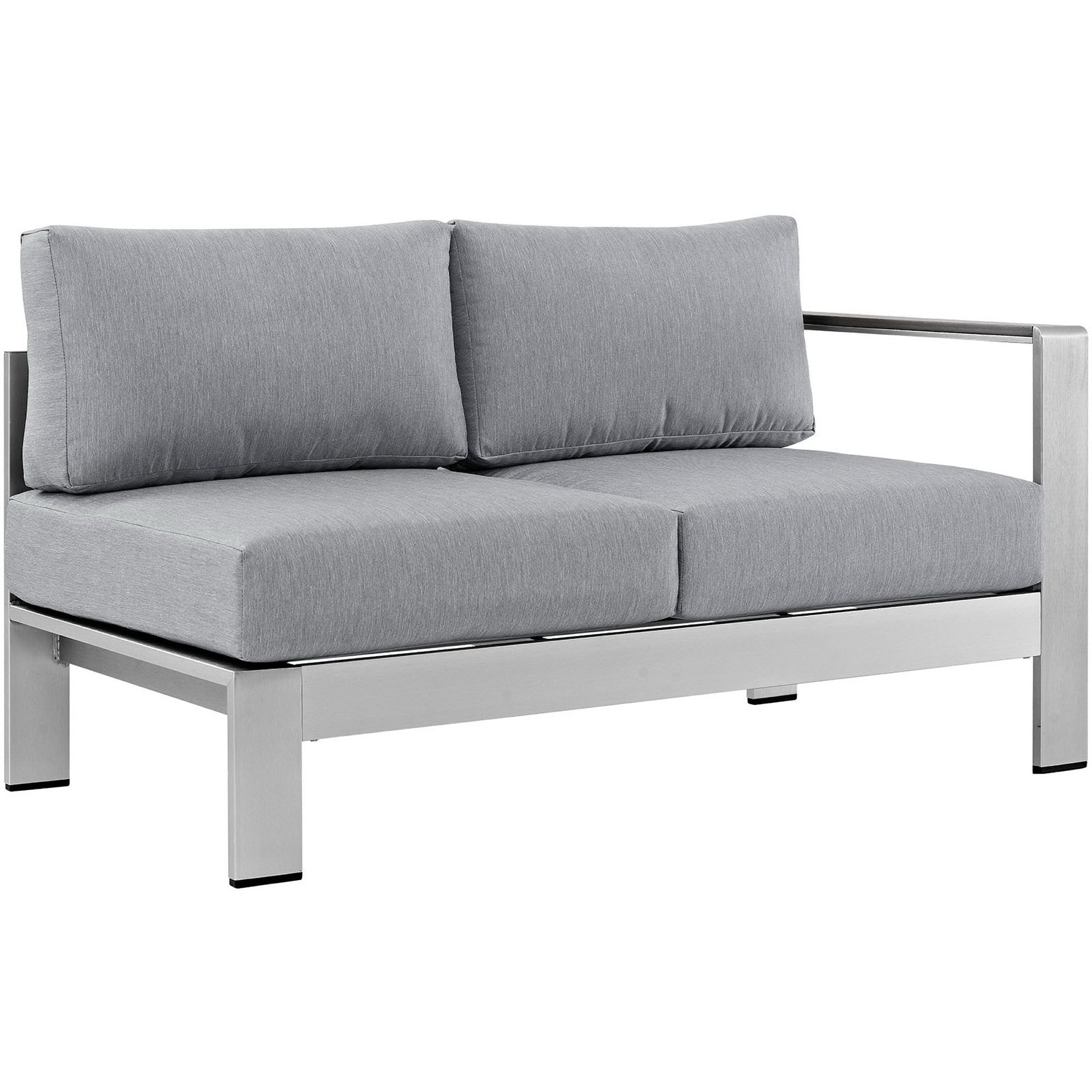 Shore 7 Piece Outdoor Patio Sectional Sofa Set, Silver Gray