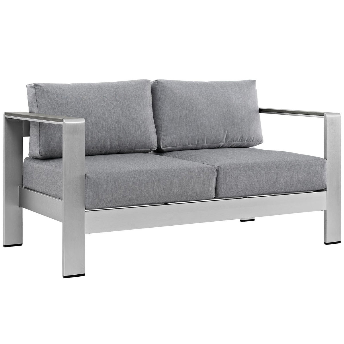 Shore 6 Piece Outdoor Patio Aluminum Sectional Sofa Set, Silver Gray - Model EEI-2568