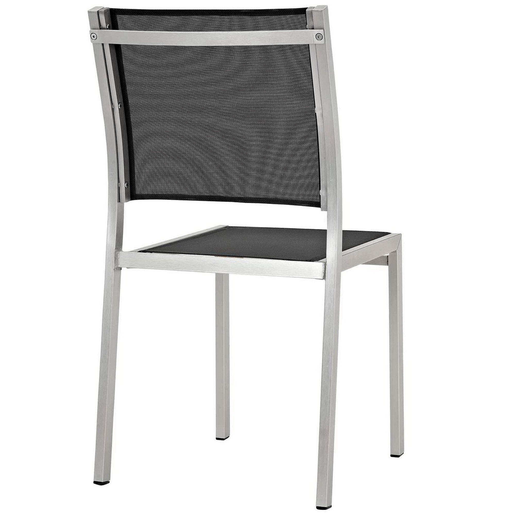 Shore 9 Piece Outdoor Patio Aluminum Dining Set, Silver Black