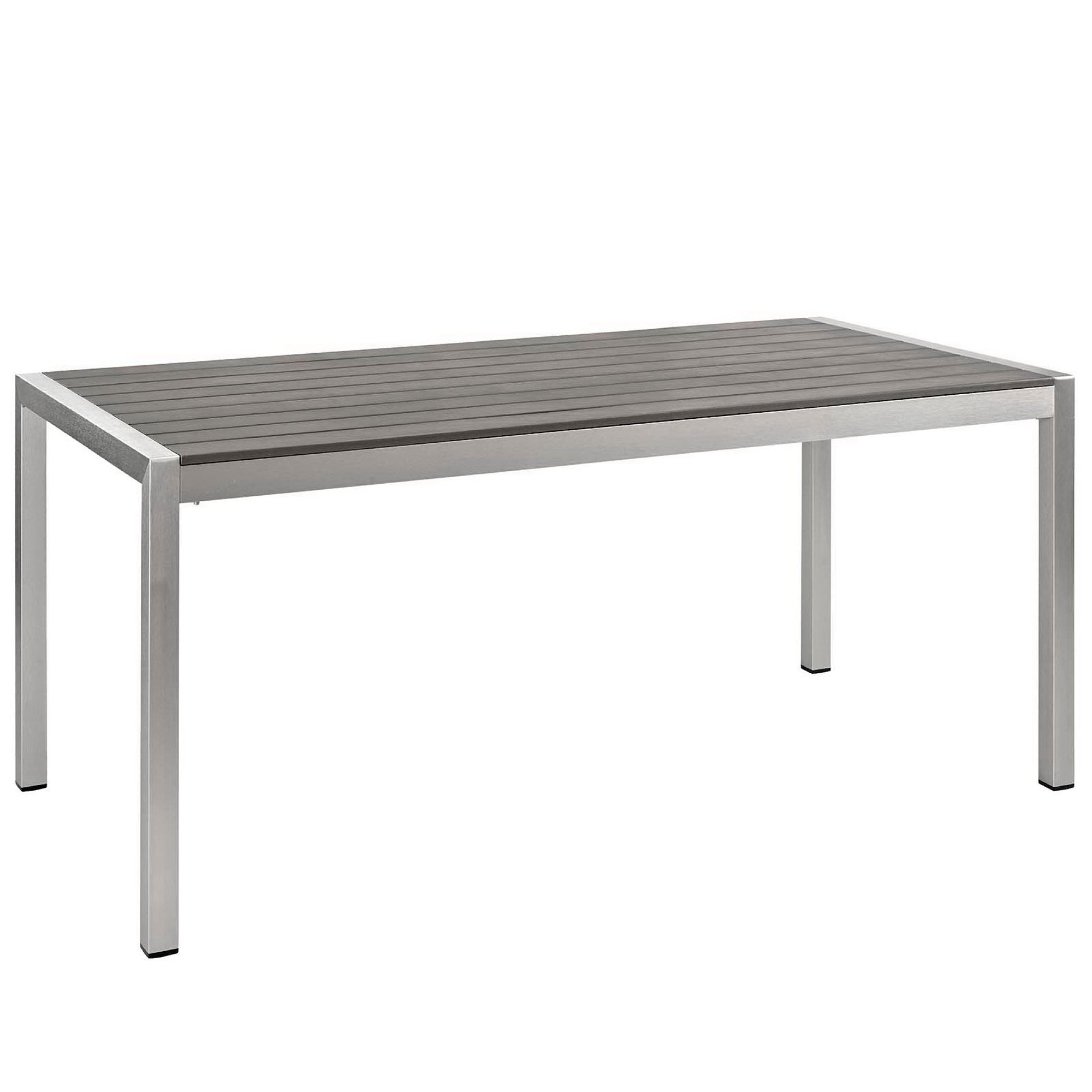 Shore 9 Piece Outdoor Patio Aluminum Dining Set, Silver Black