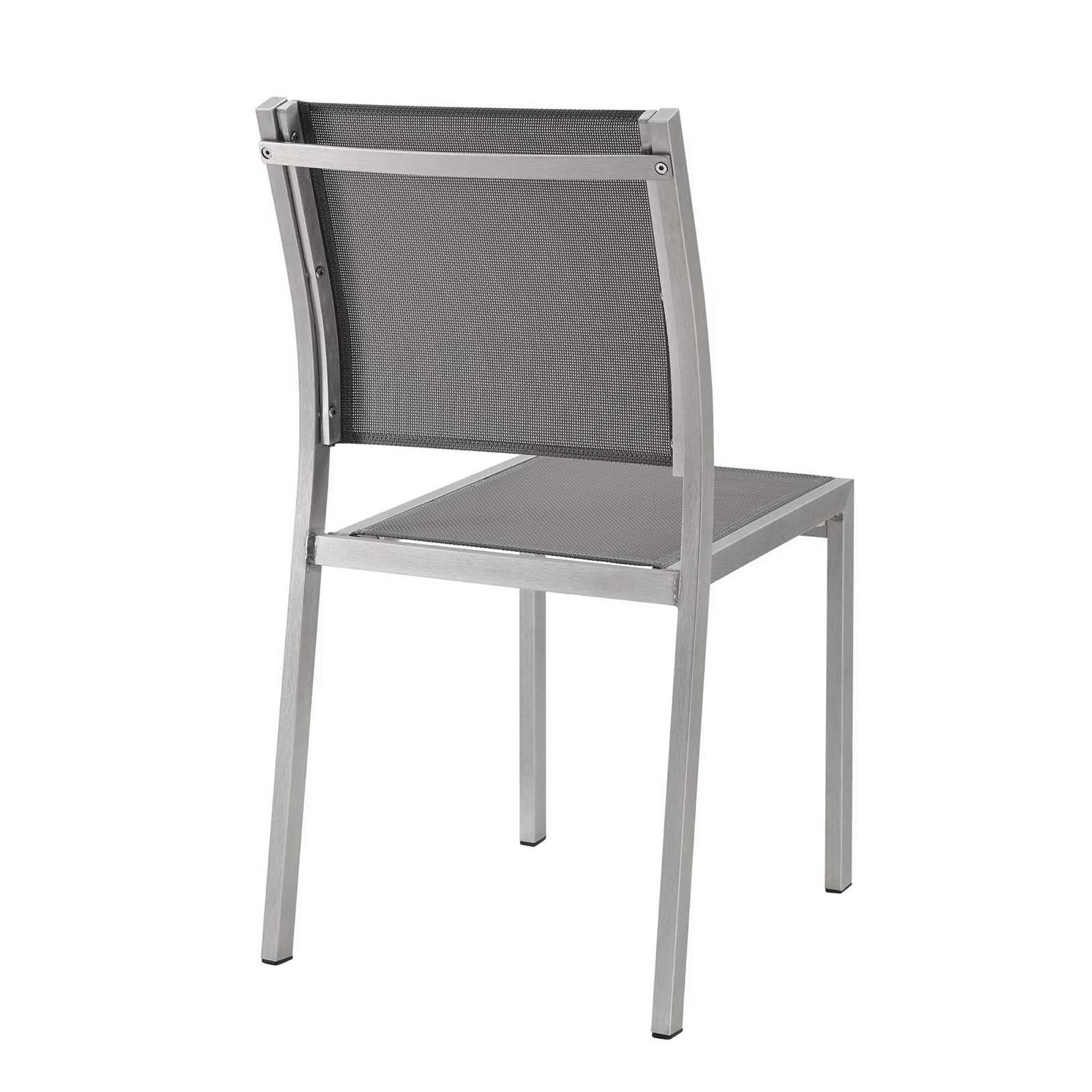 Shore Outdoor Patio Aluminum Side Chair Set of 2, Silver Gray