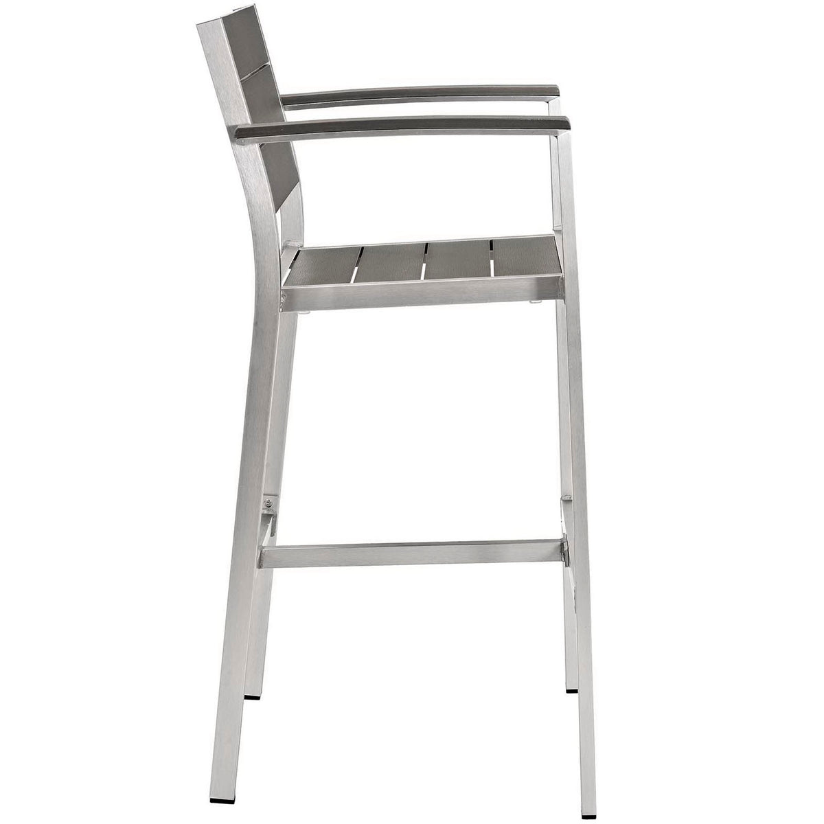 Shore 5 Piece Outdoor Patio Aluminum Dining Set, Silver Gray