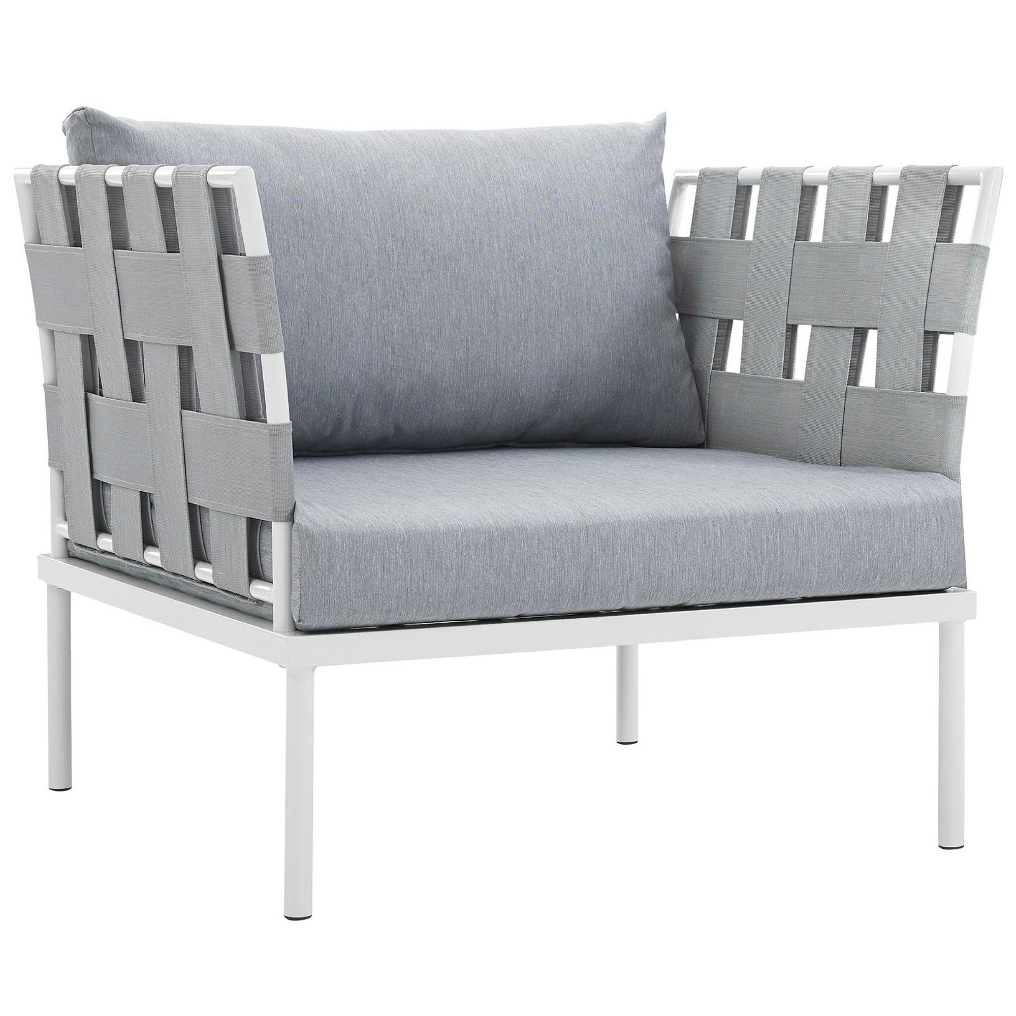 Harmony Outdoor Patio Aluminum Armchair, White Gray