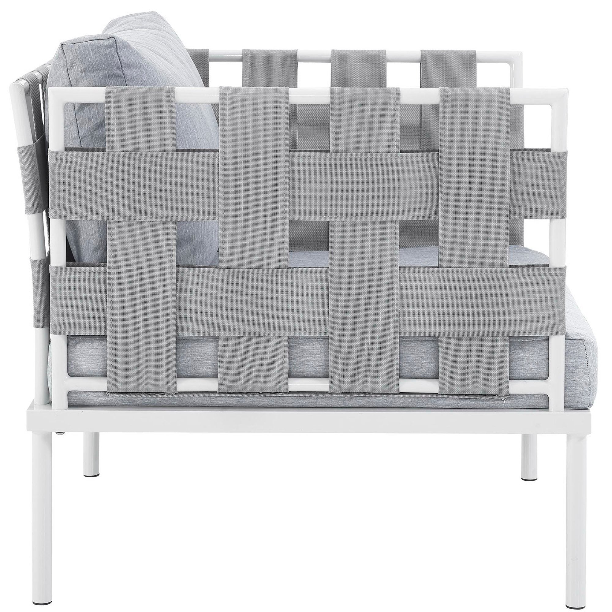 Harmony Outdoor Patio Aluminum Armchair, White Gray