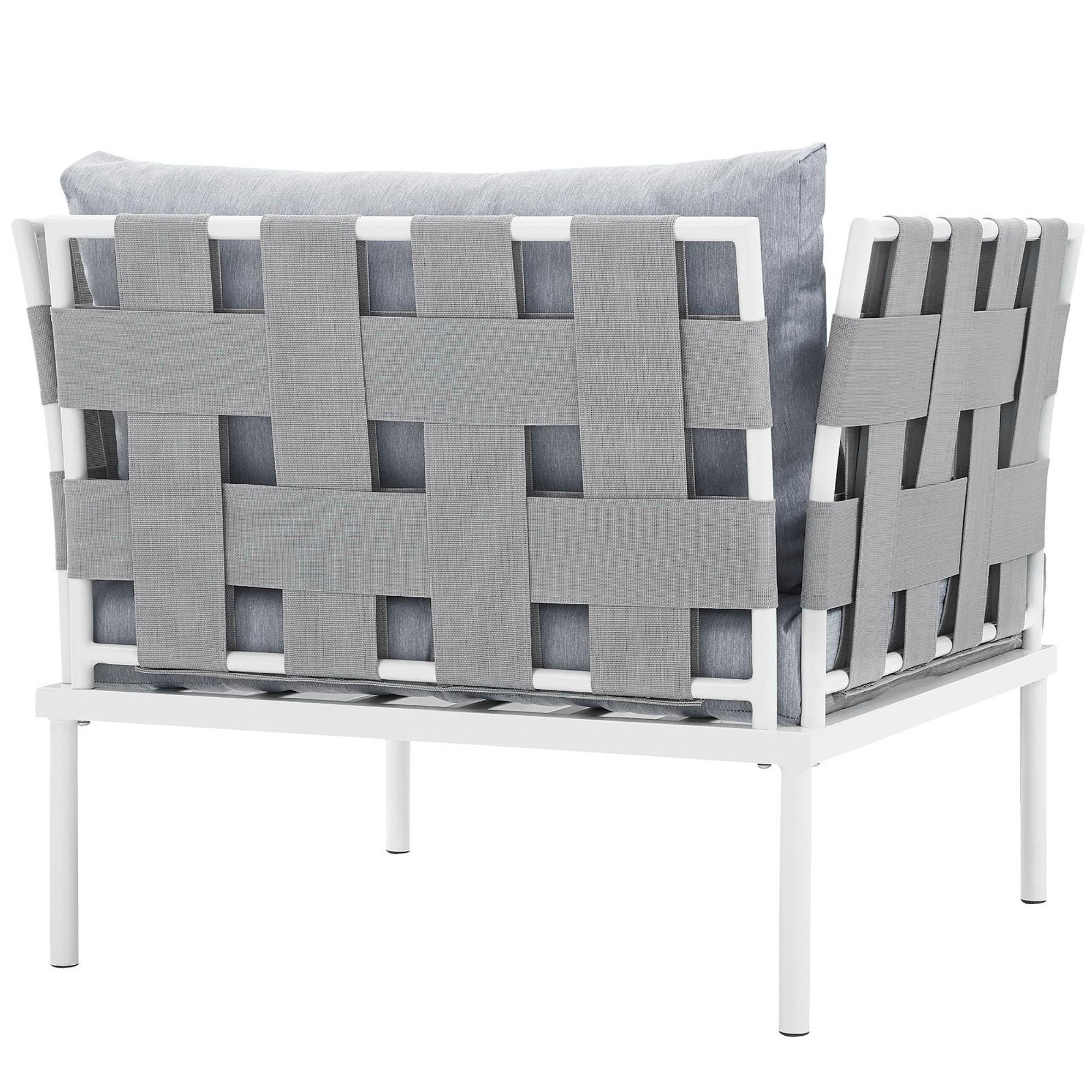 Harmony Outdoor Patio Aluminum Armchair, White Gray