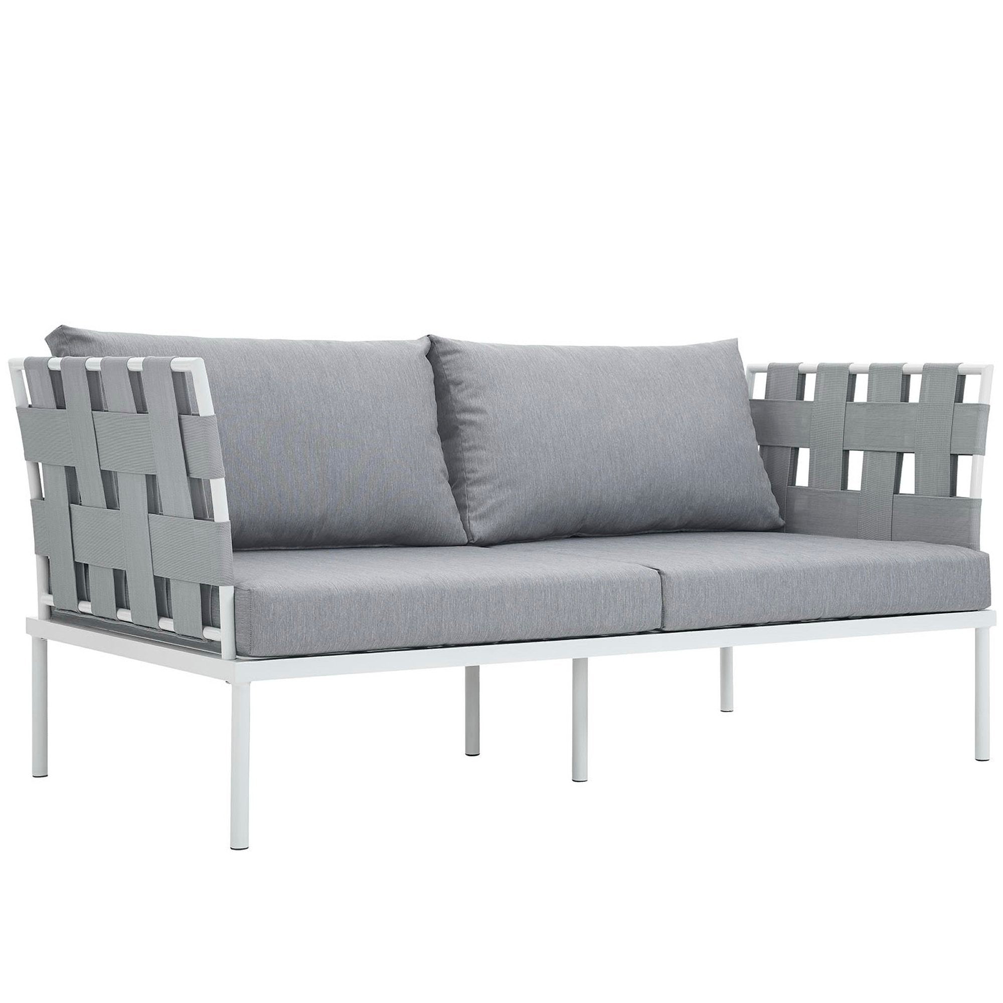 Harmony Outdoor Patio Aluminum Loveseat, White Gray