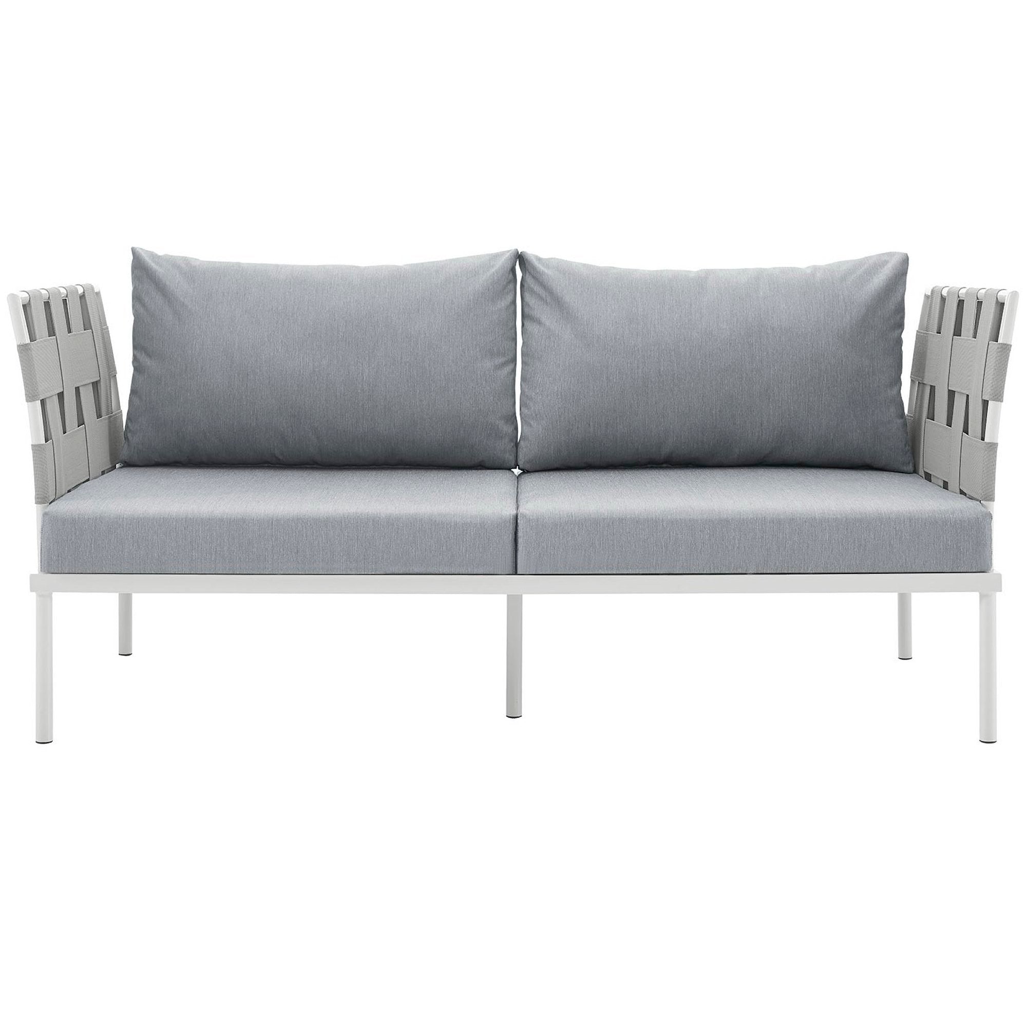 Harmony Outdoor Patio Aluminum Loveseat, White Gray