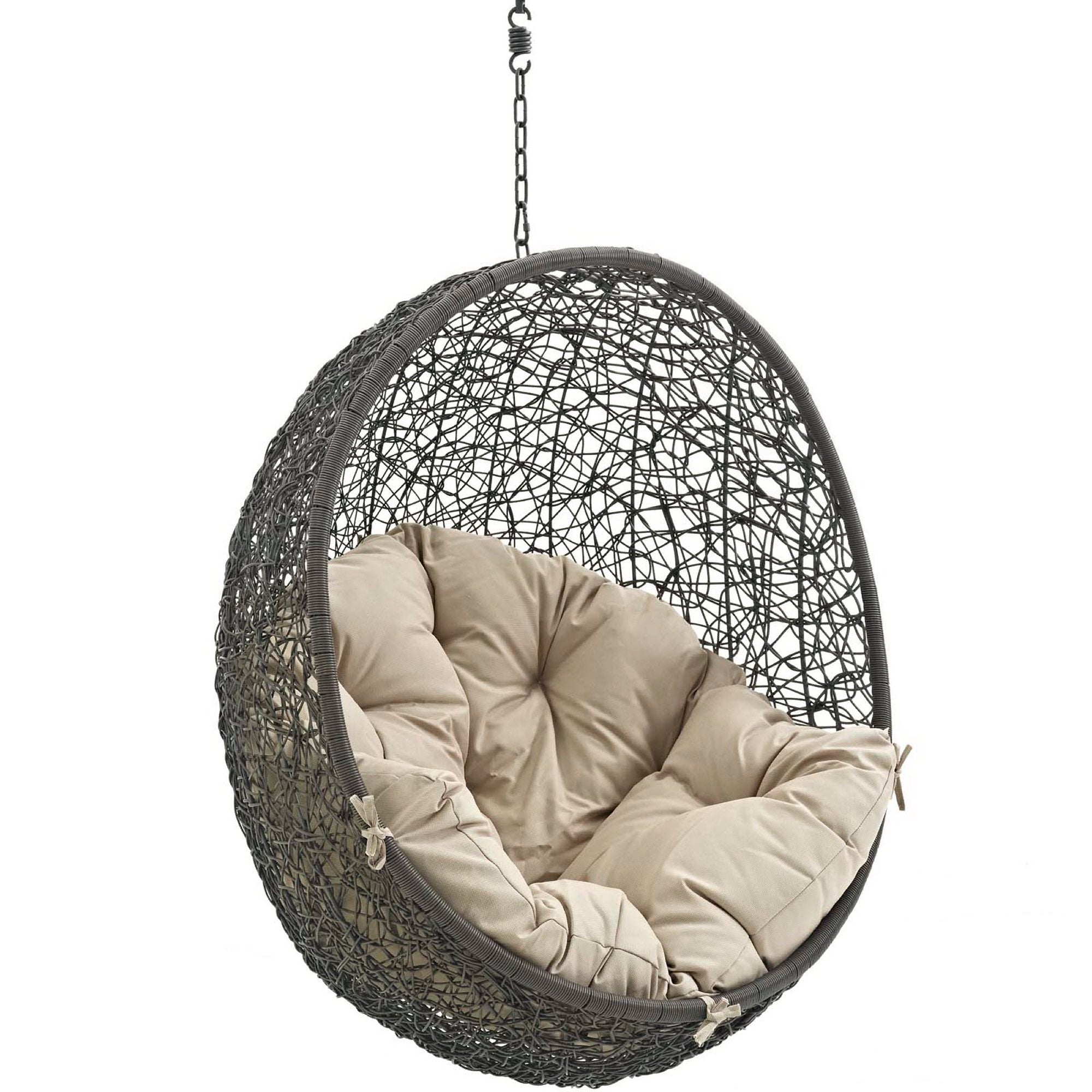 Hide Outdoor Patio Swing Chair Without Stand, Gray Beige