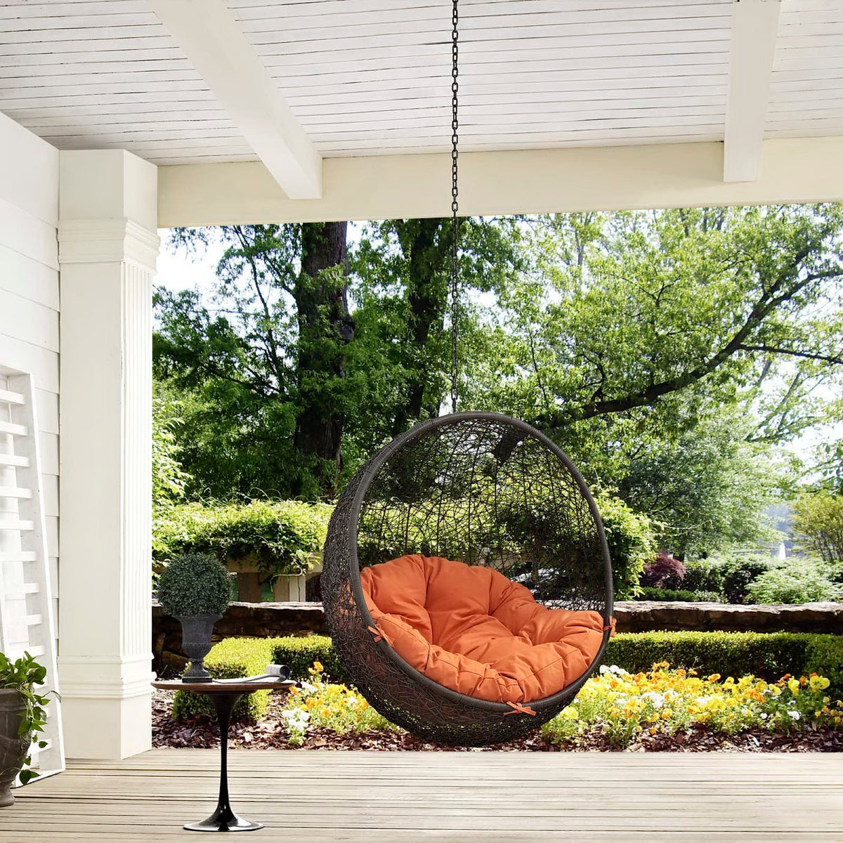 Hide Outdoor Patio Swing Chair Without Stand, Gray Orange