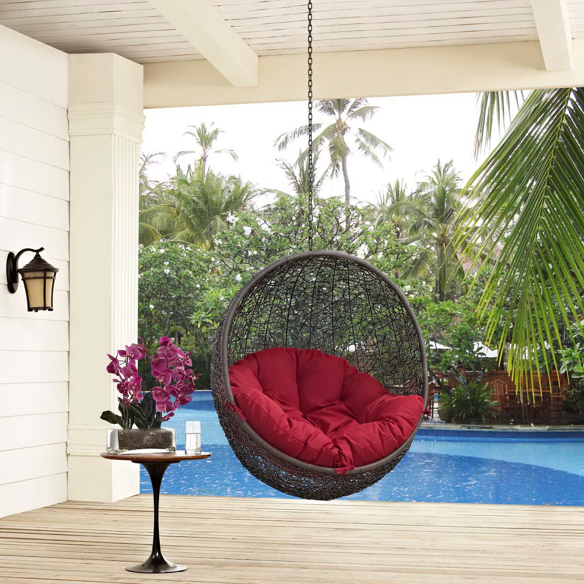 Hide Outdoor Patio Swing Chair Without Stand, Gray Red