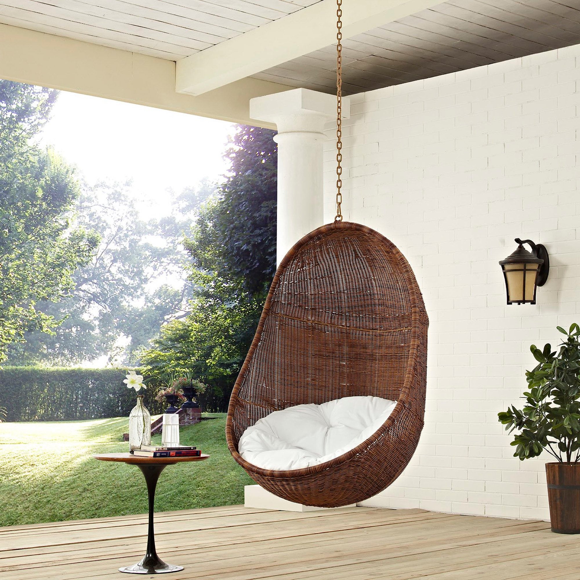 Bean Outdoor Patio Swing Chair Without Stand, Coffee White