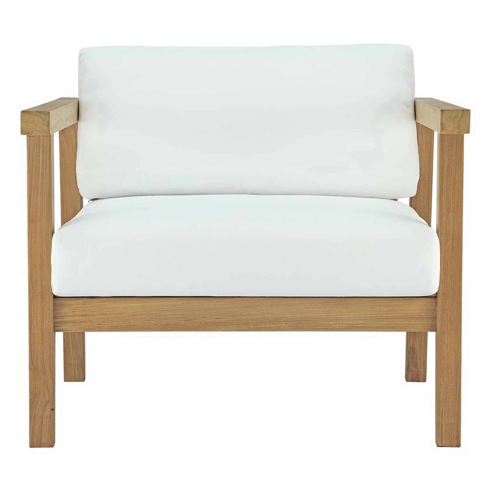 Bayport Outdoor Patio Teak Armchair, Natural White