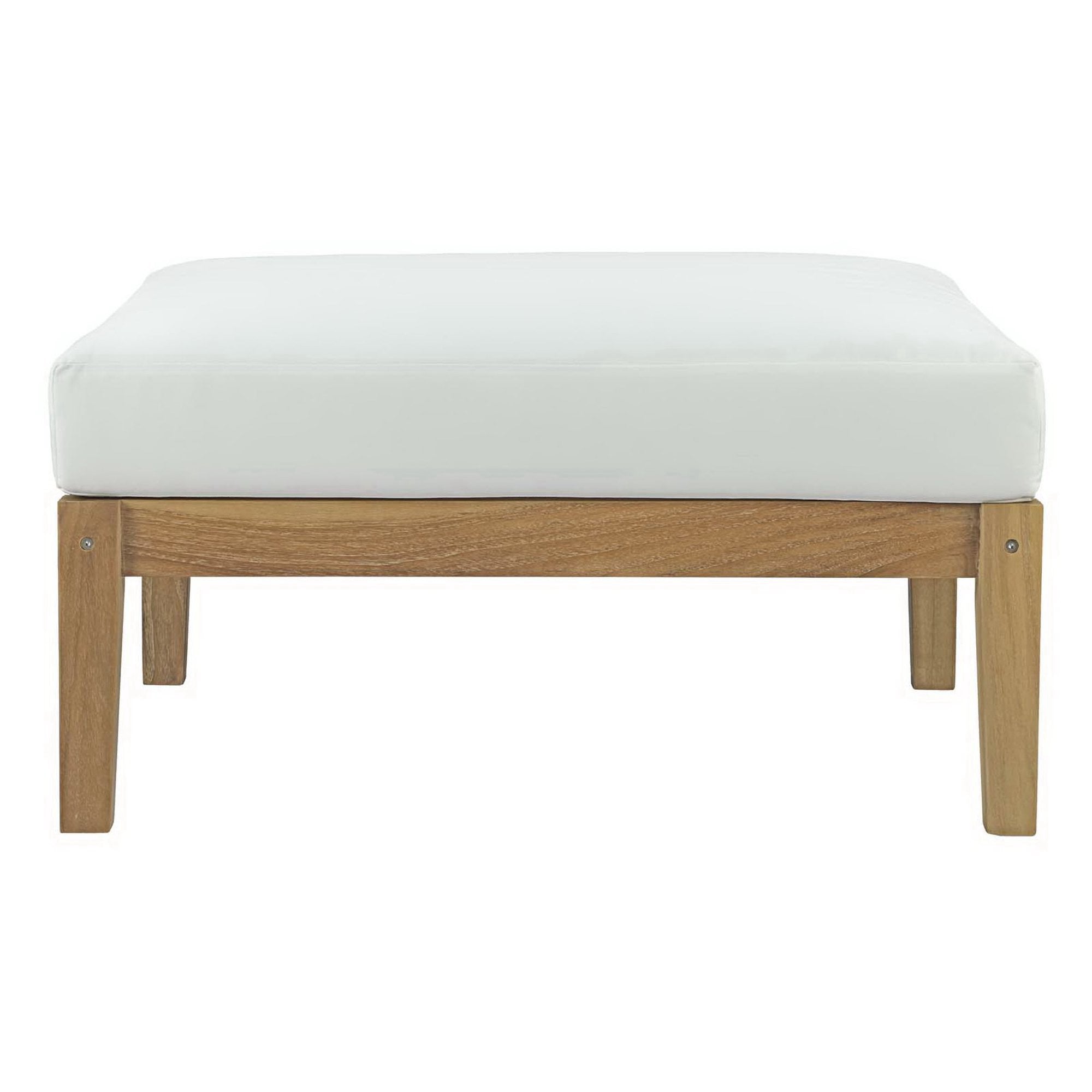 Bayport Outdoor Patio Teak Ottoman, Natural White