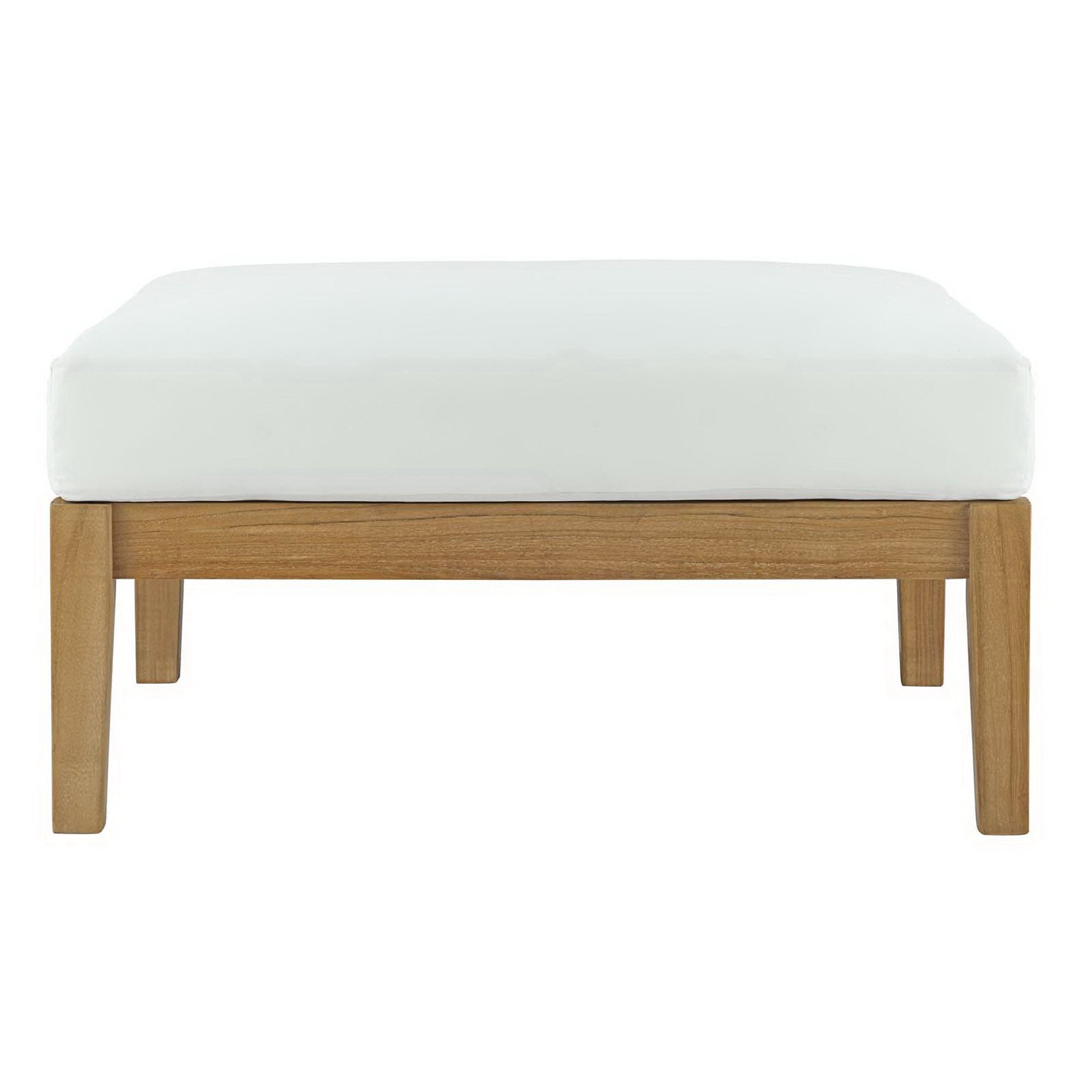 Bayport Outdoor Patio Teak Ottoman, Natural White