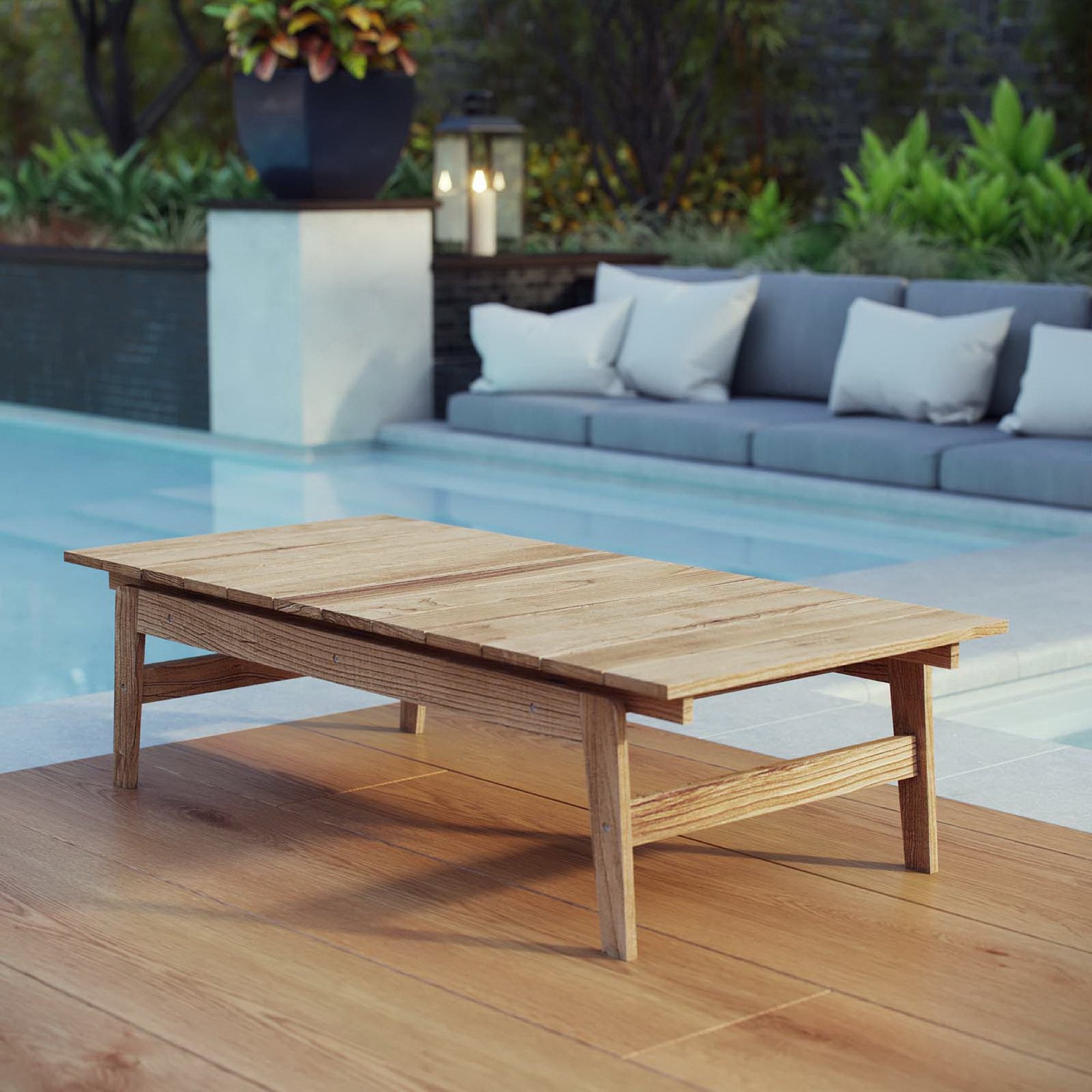 Bayport Outdoor Patio Teak Coffee Table, Natural