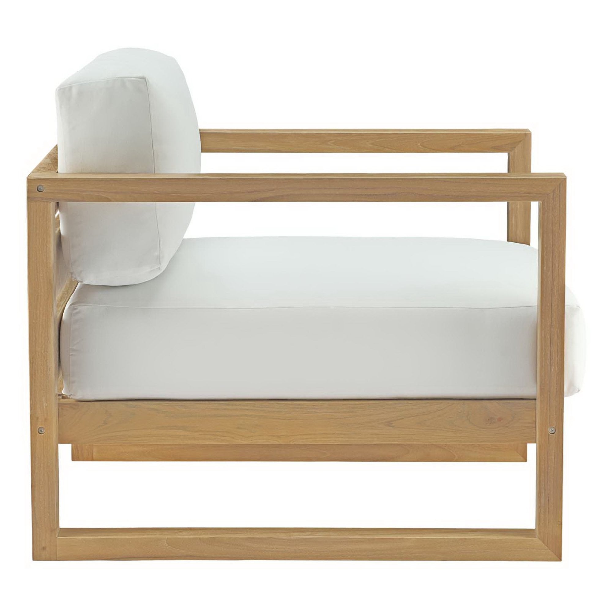 Upland Outdoor Patio Teak Armchair, Natural White