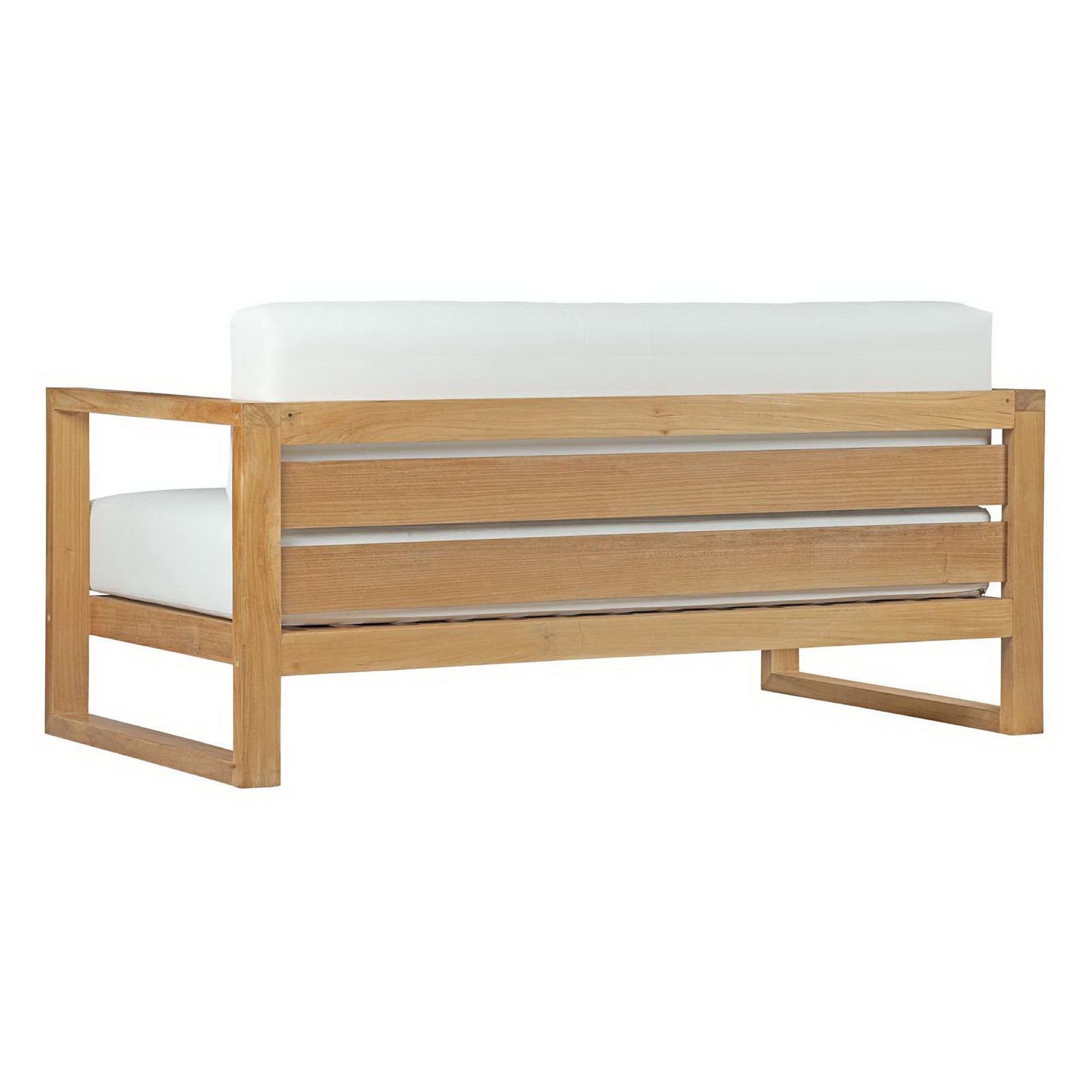 Upland Outdoor Patio Teak Sofa, Natural White