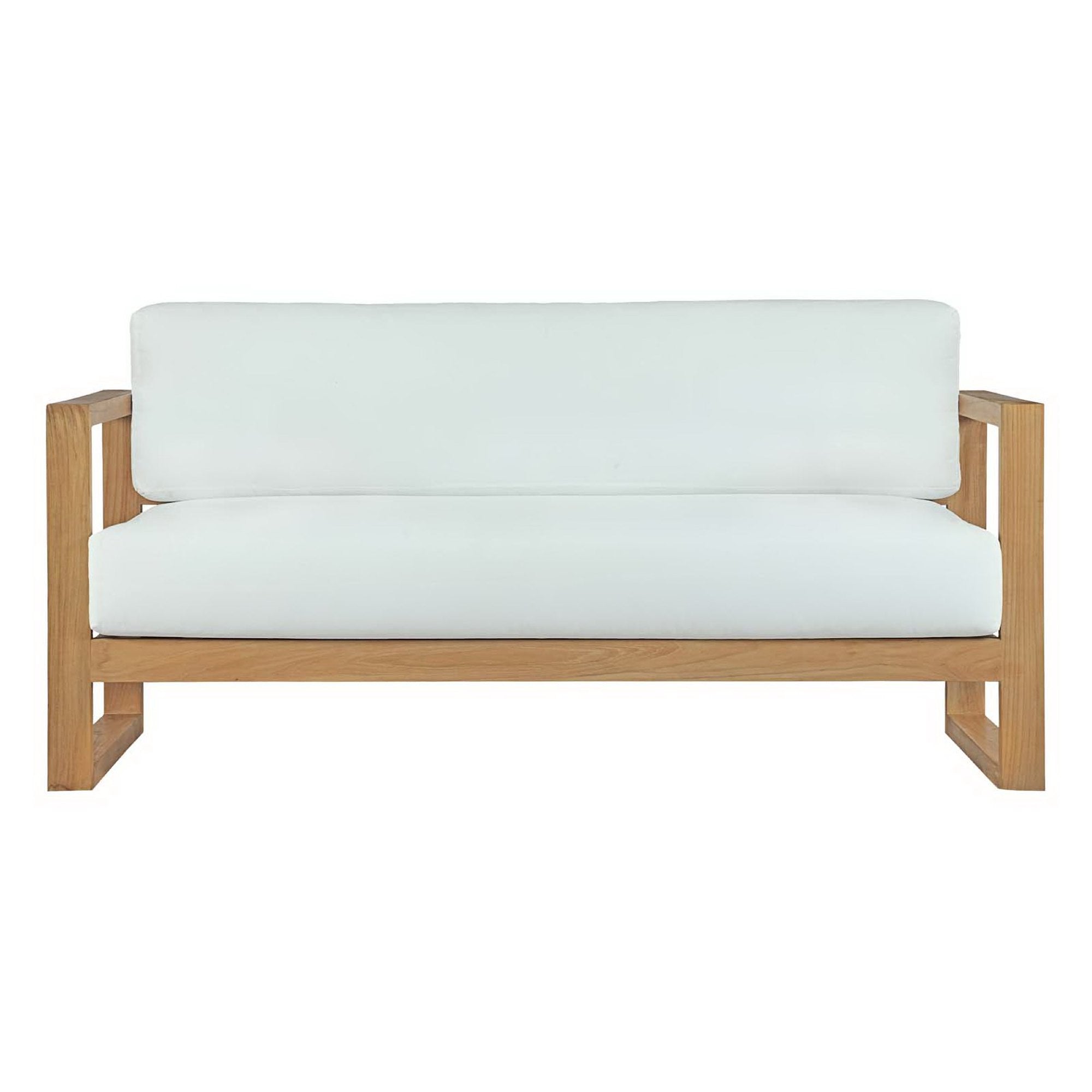Upland Outdoor Patio Teak Sofa, Natural White