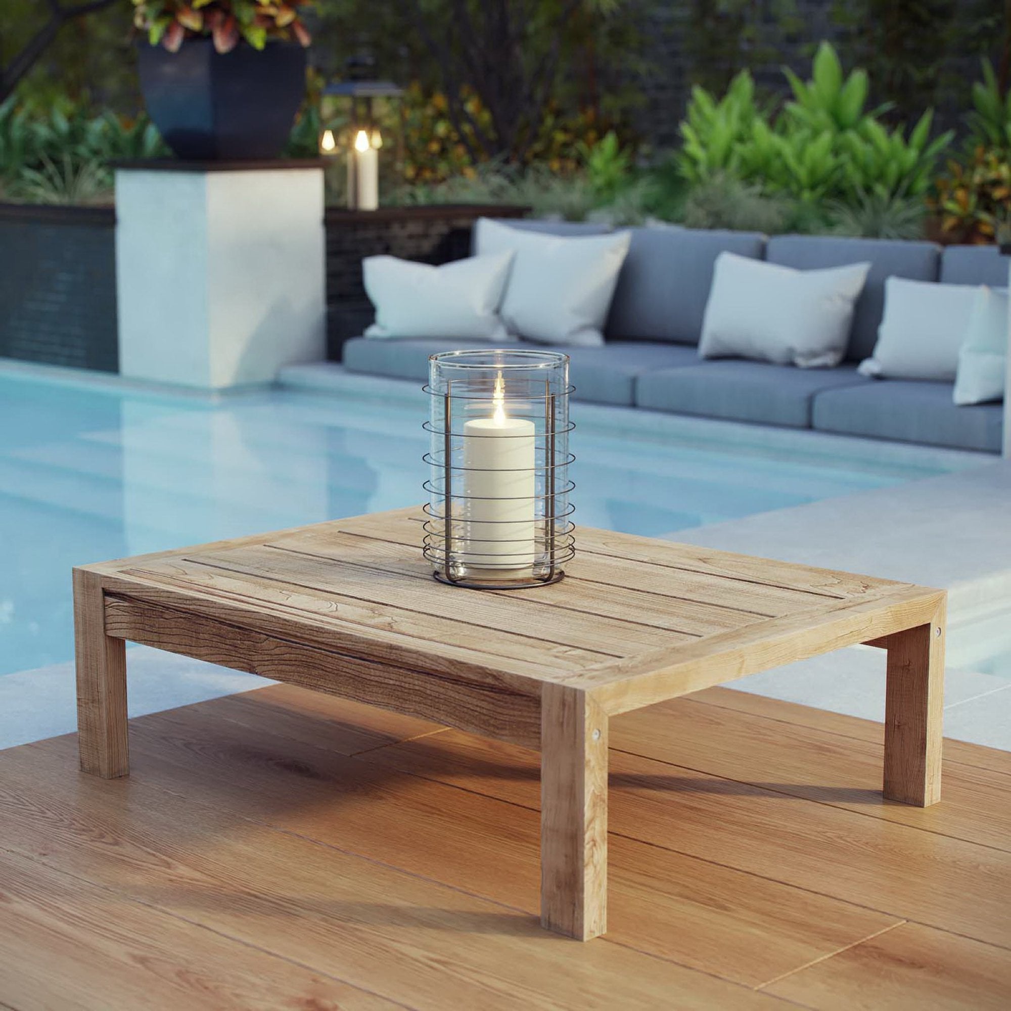 Upland Outdoor Patio Wood Coffee Table, Natural