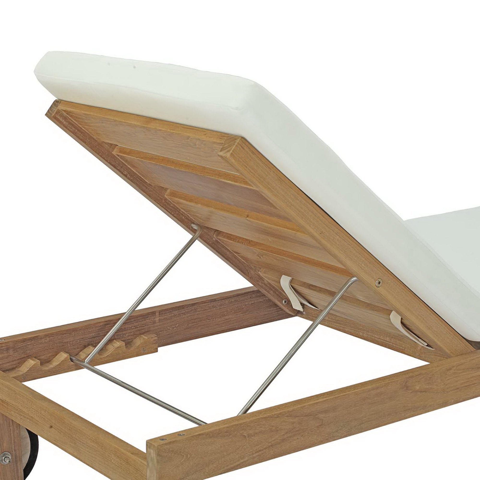Upland Outdoor Patio Teak Chaise, Natural White