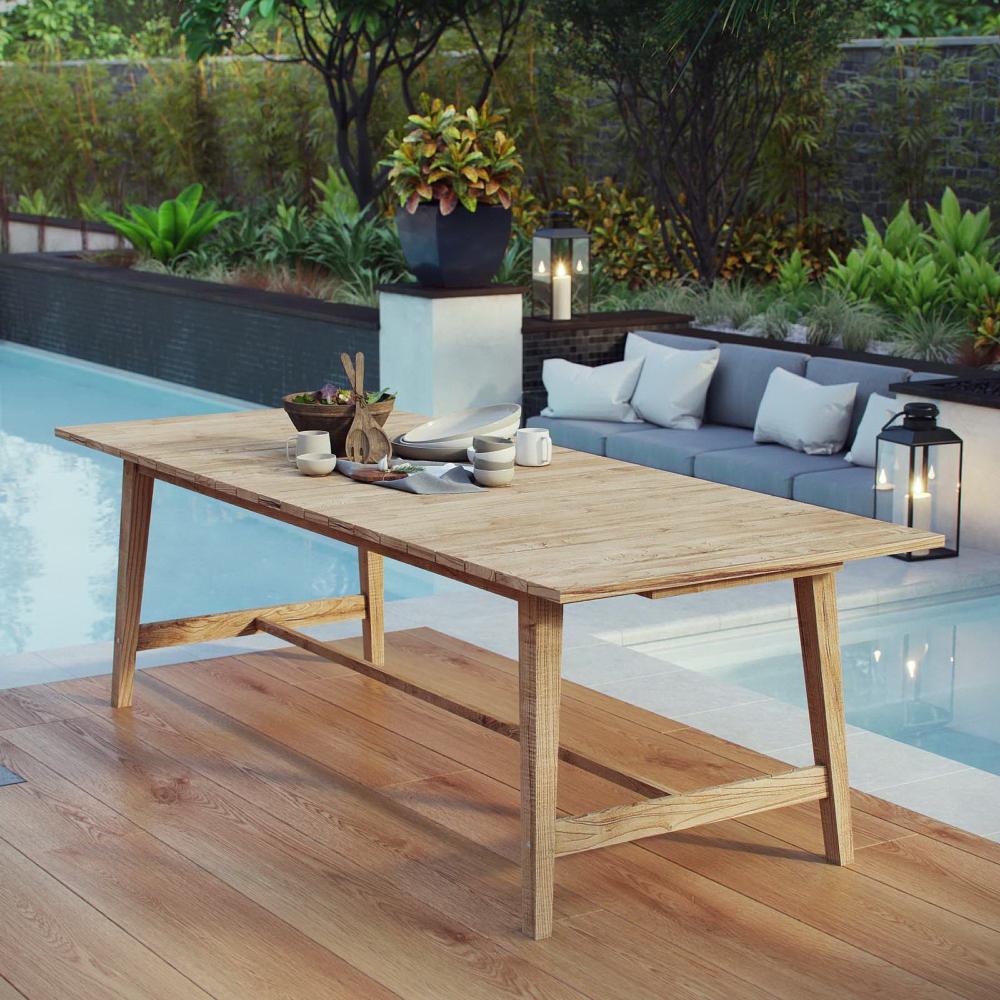 Dorset Outdoor Patio Teak Dining Table, Natural