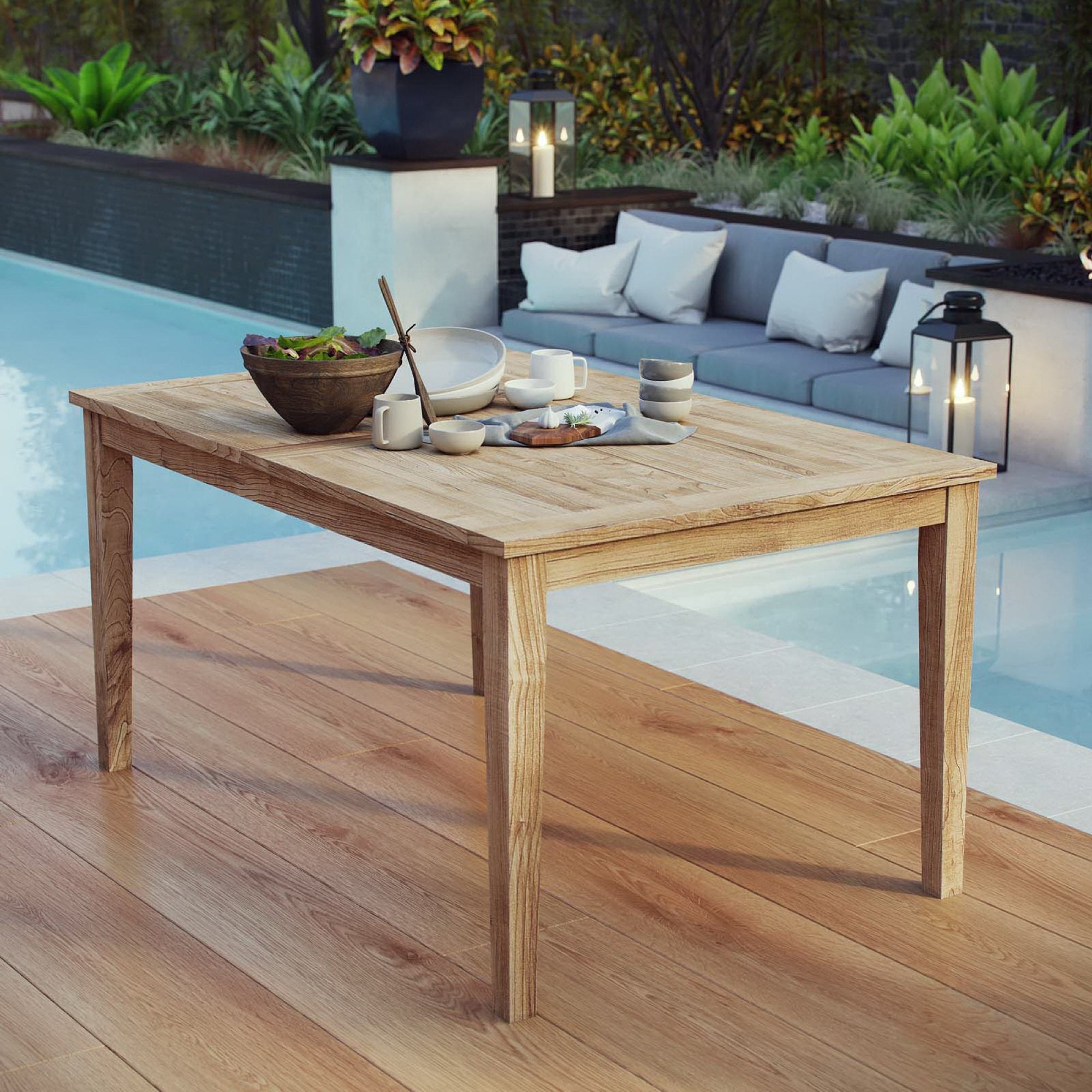 Marina 60" Outdoor Patio Teak Dining Table, Natural