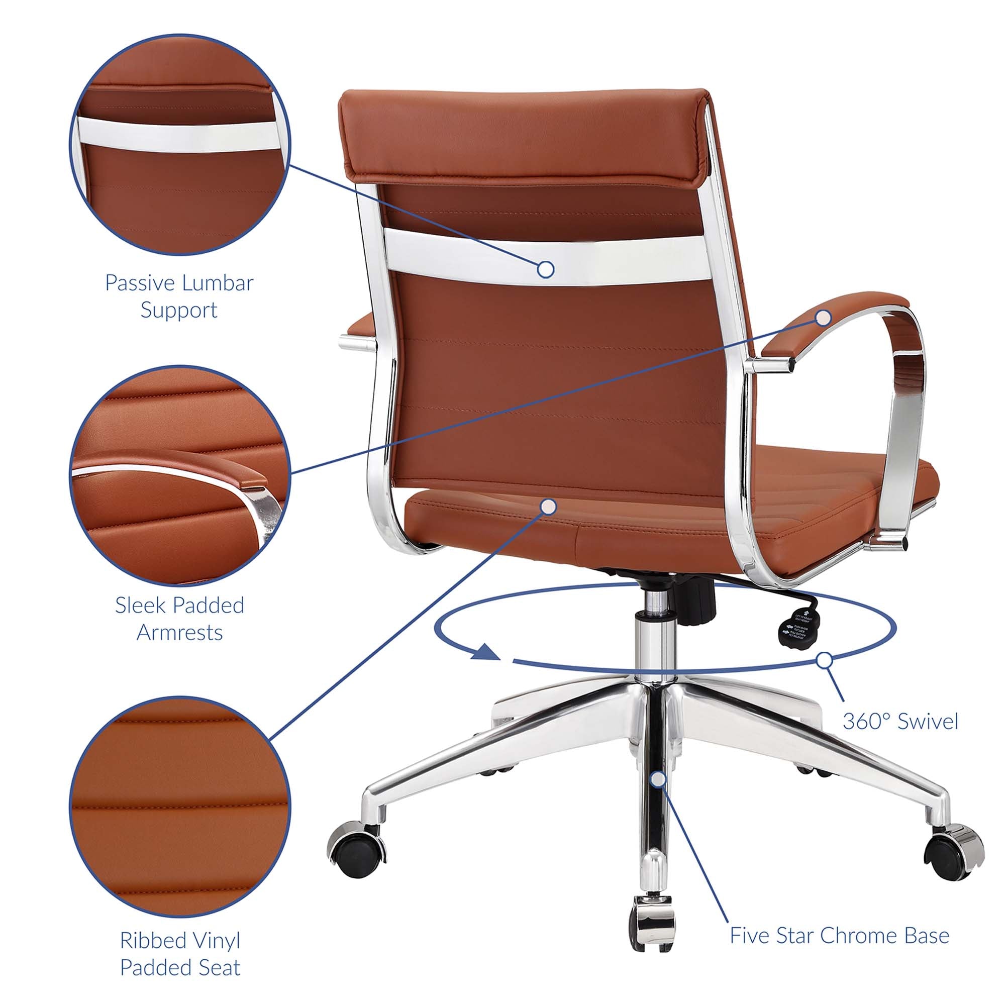 Jive Mid Back Office Chair, Terracotta