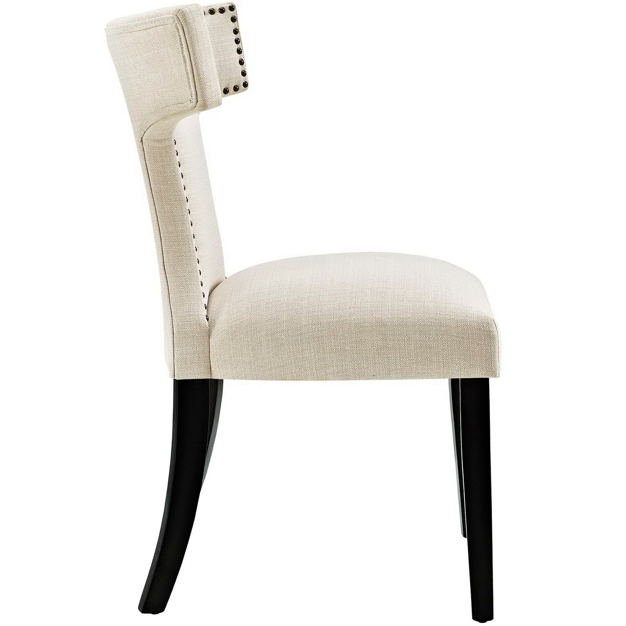 Curve Fabric Dining Side Chair Set of 2, Beige