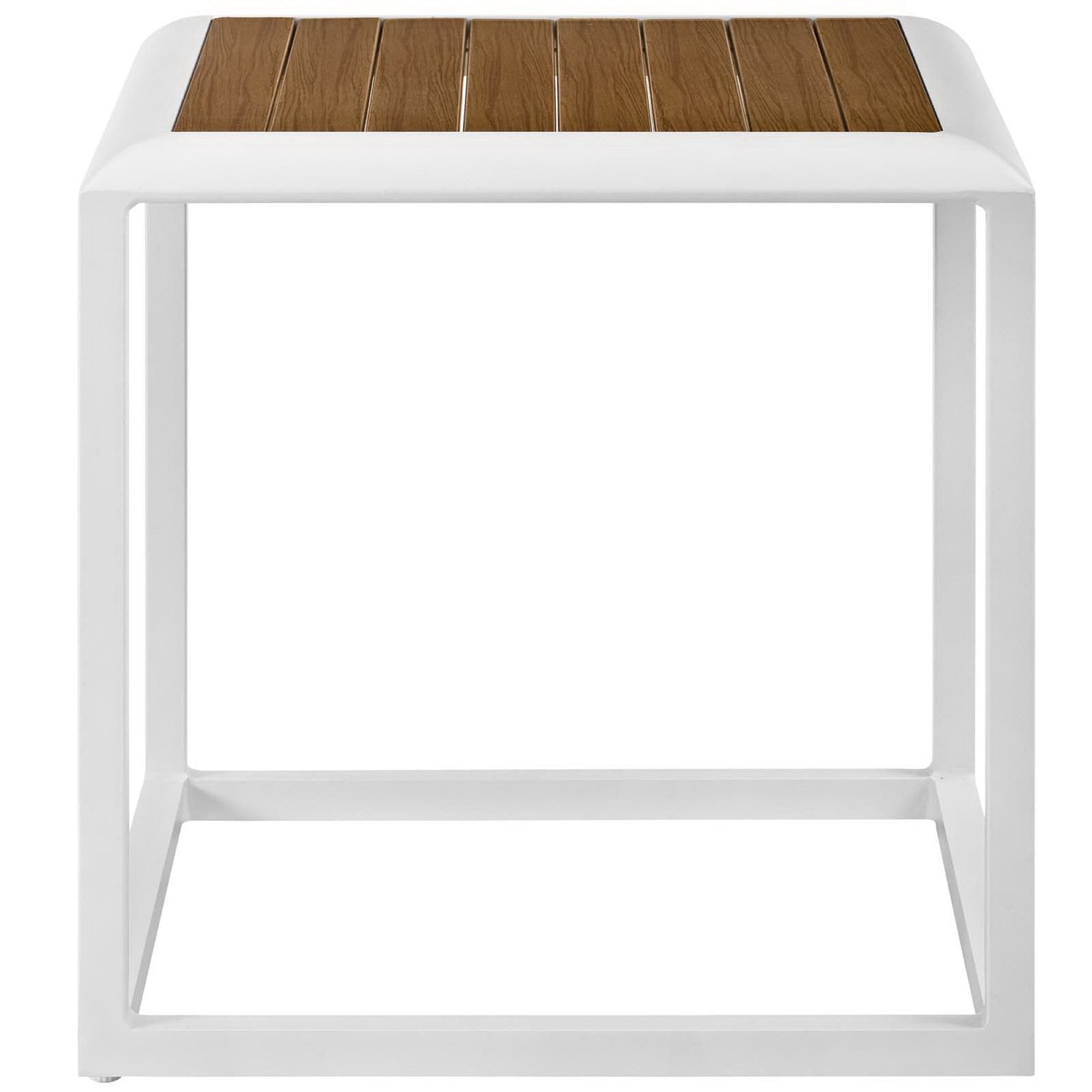 Stance Outdoor Patio Aluminum Side Table, White Natural