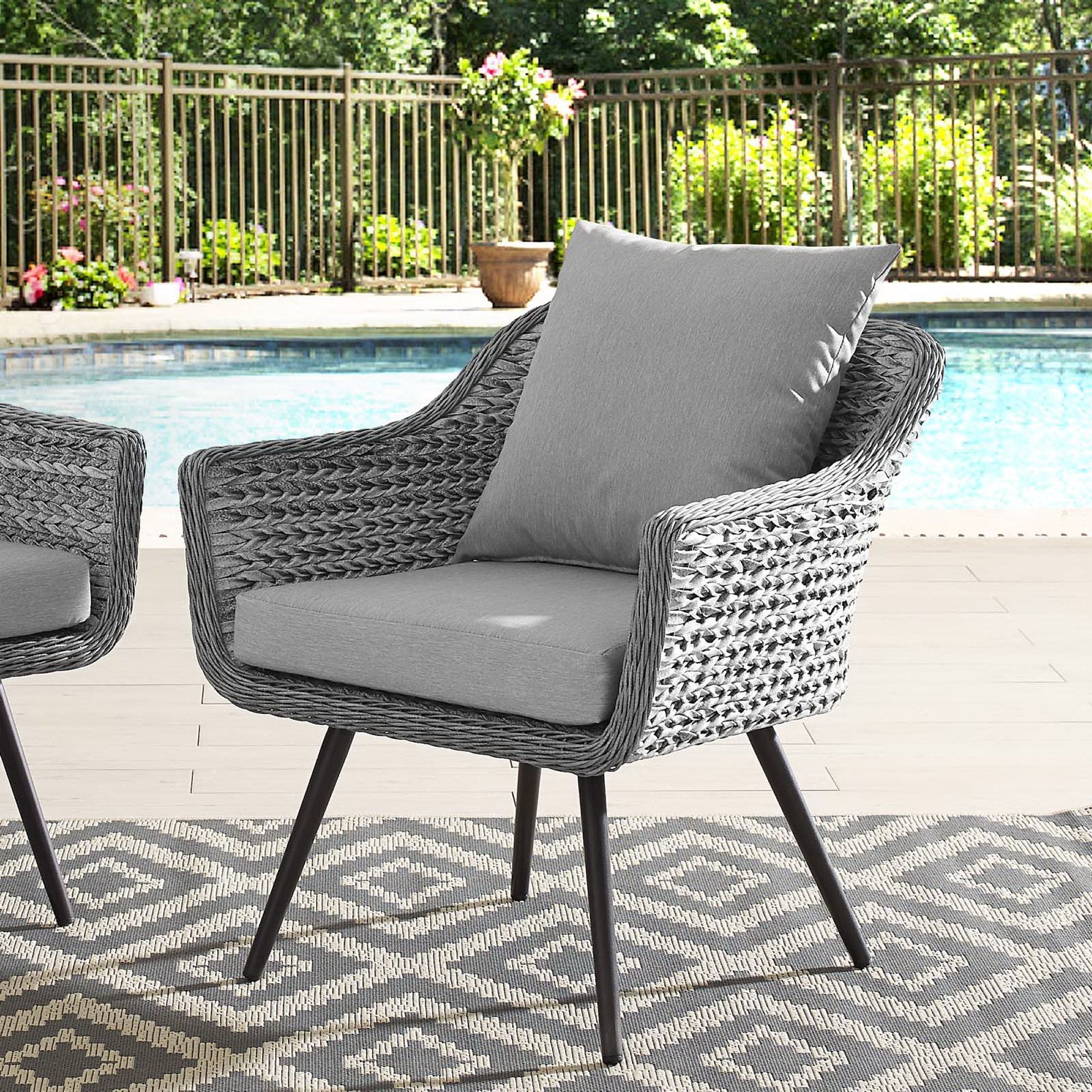 Endeavor Outdoor Patio Wicker Rattan Armchair, Gray Gray