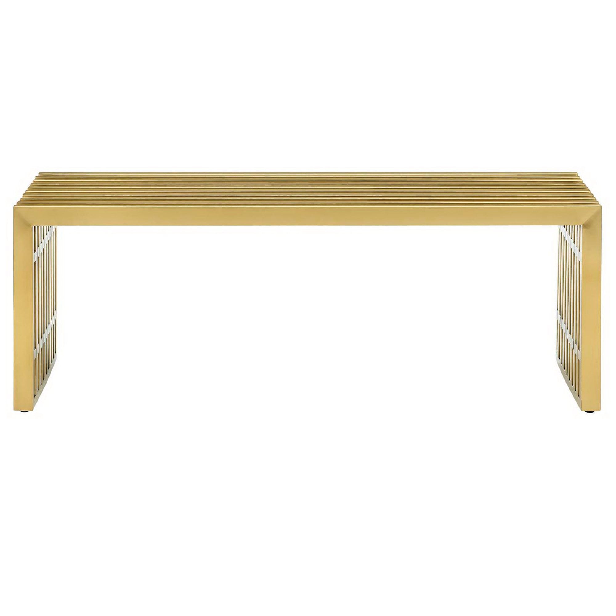 Gridiron Medium Stainless Steel Bench, Gold