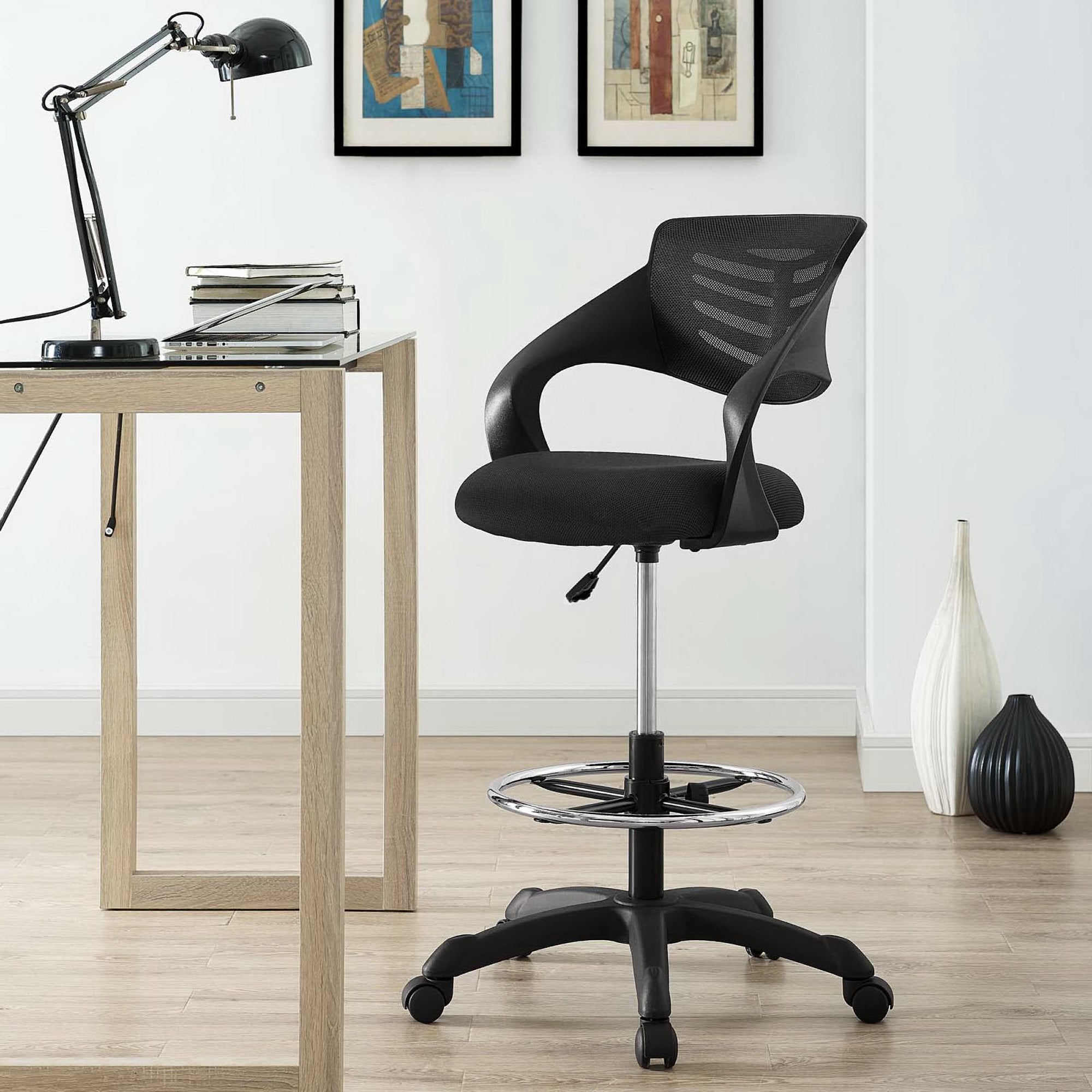 Thrive Mesh Drafting Chair, Black