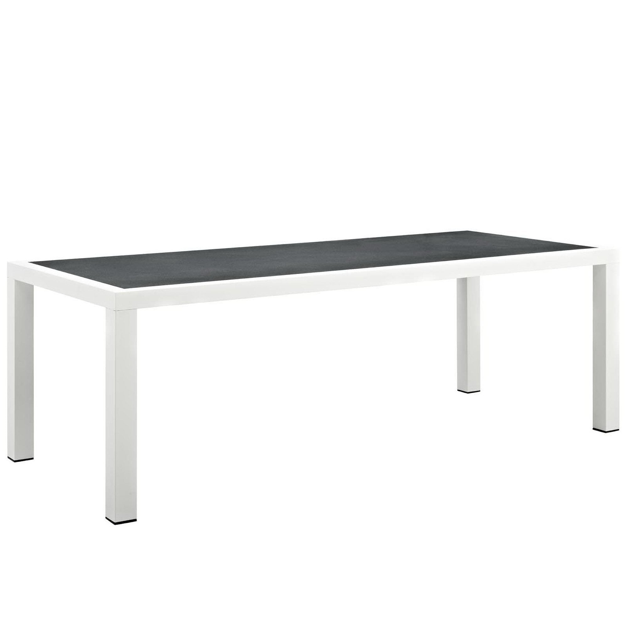 Stance 90.5" Outdoor Patio Aluminum Dining Table, White Gray