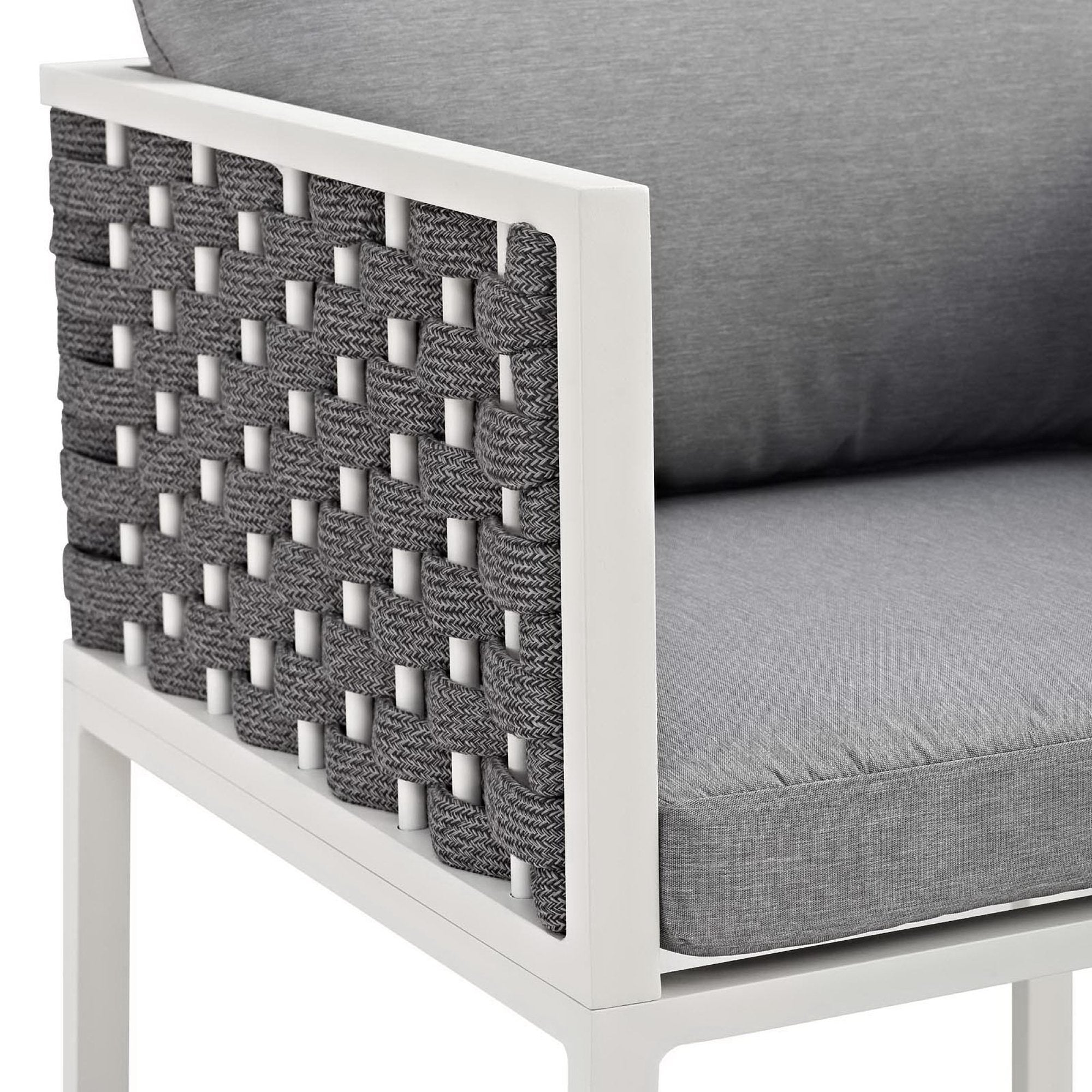Stance Outdoor Patio Aluminum Dining Armchair, White Gray
