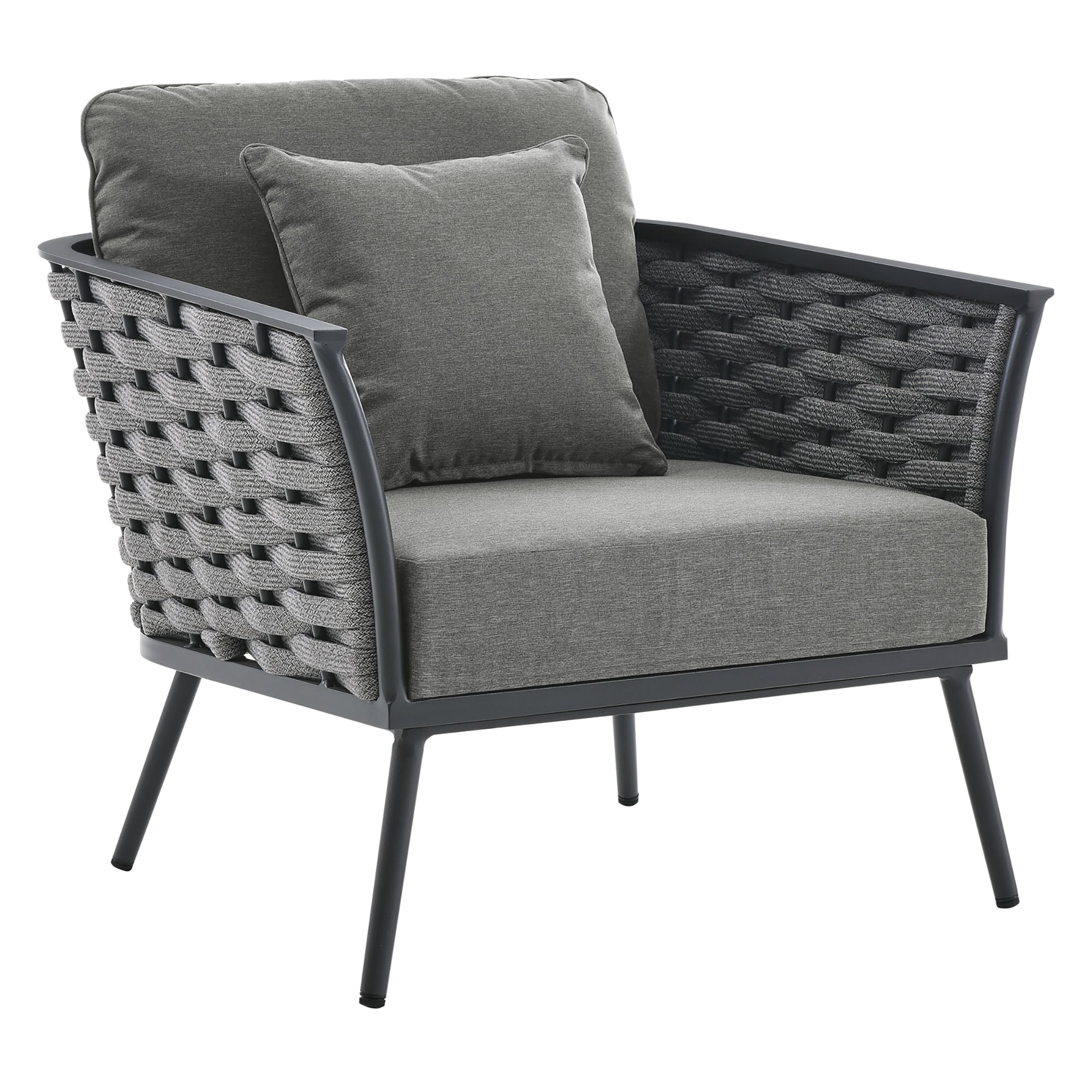 Stance Outdoor Patio Aluminum Armchair, Gray Charcoal
