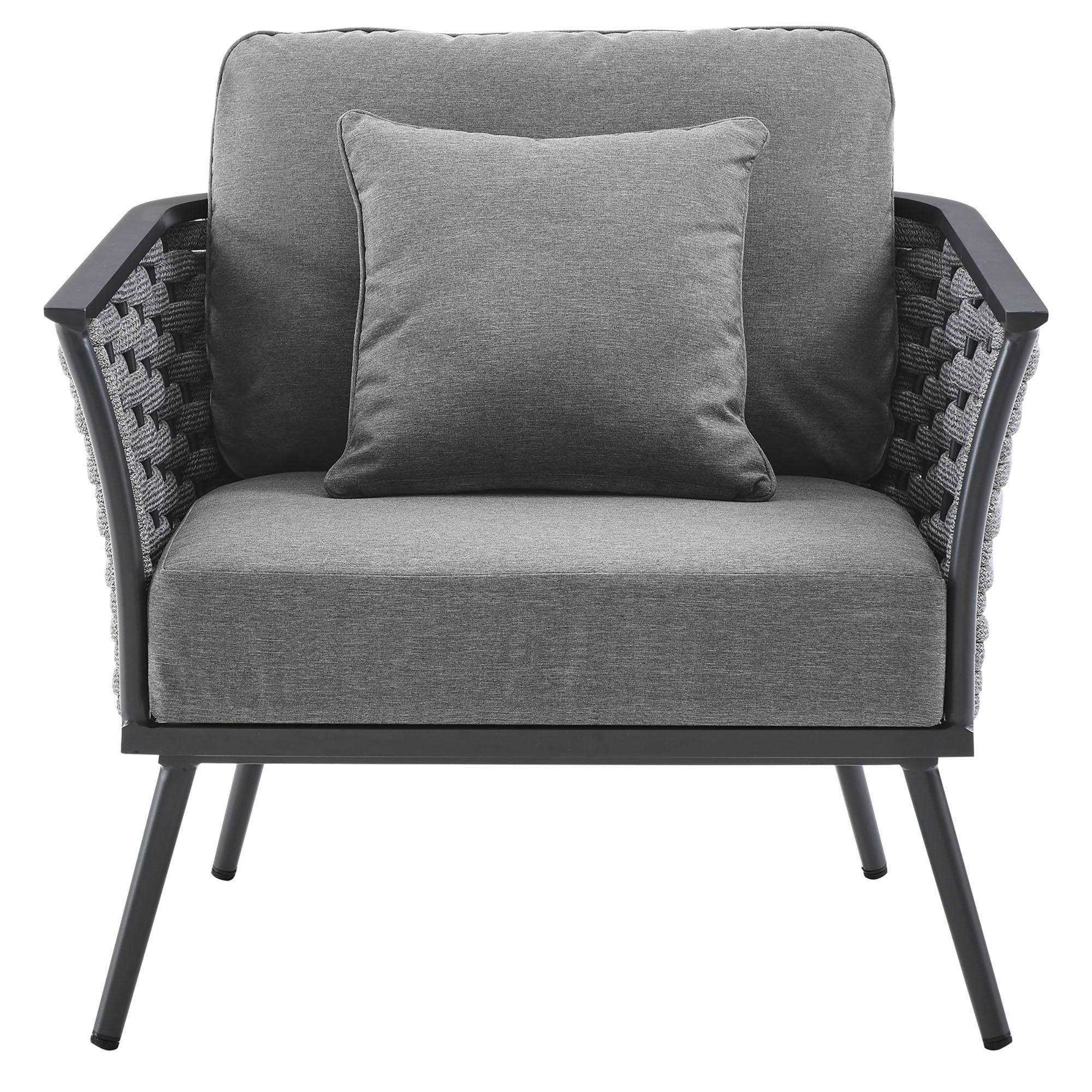 Stance Outdoor Patio Aluminum Armchair, Gray Charcoal