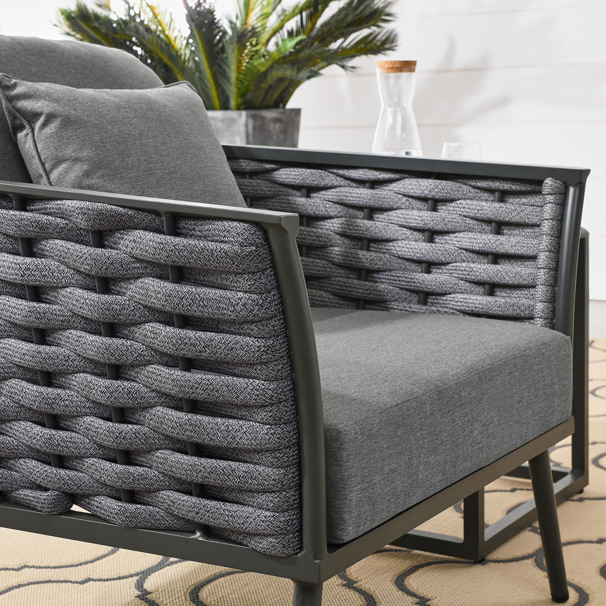 Stance Outdoor Patio Aluminum Armchair, Gray Charcoal