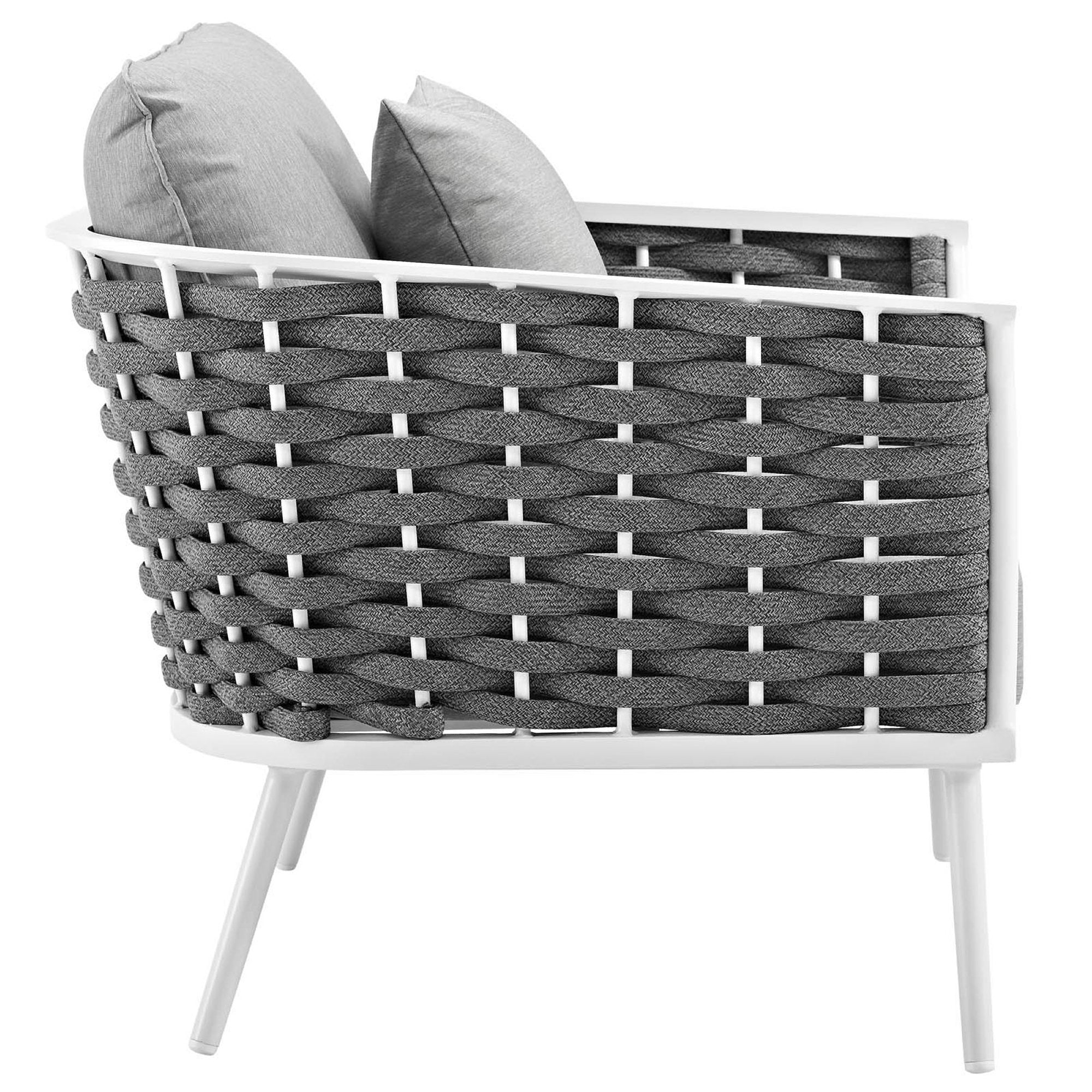 Stance Outdoor Patio Aluminum Armchair, White Gray