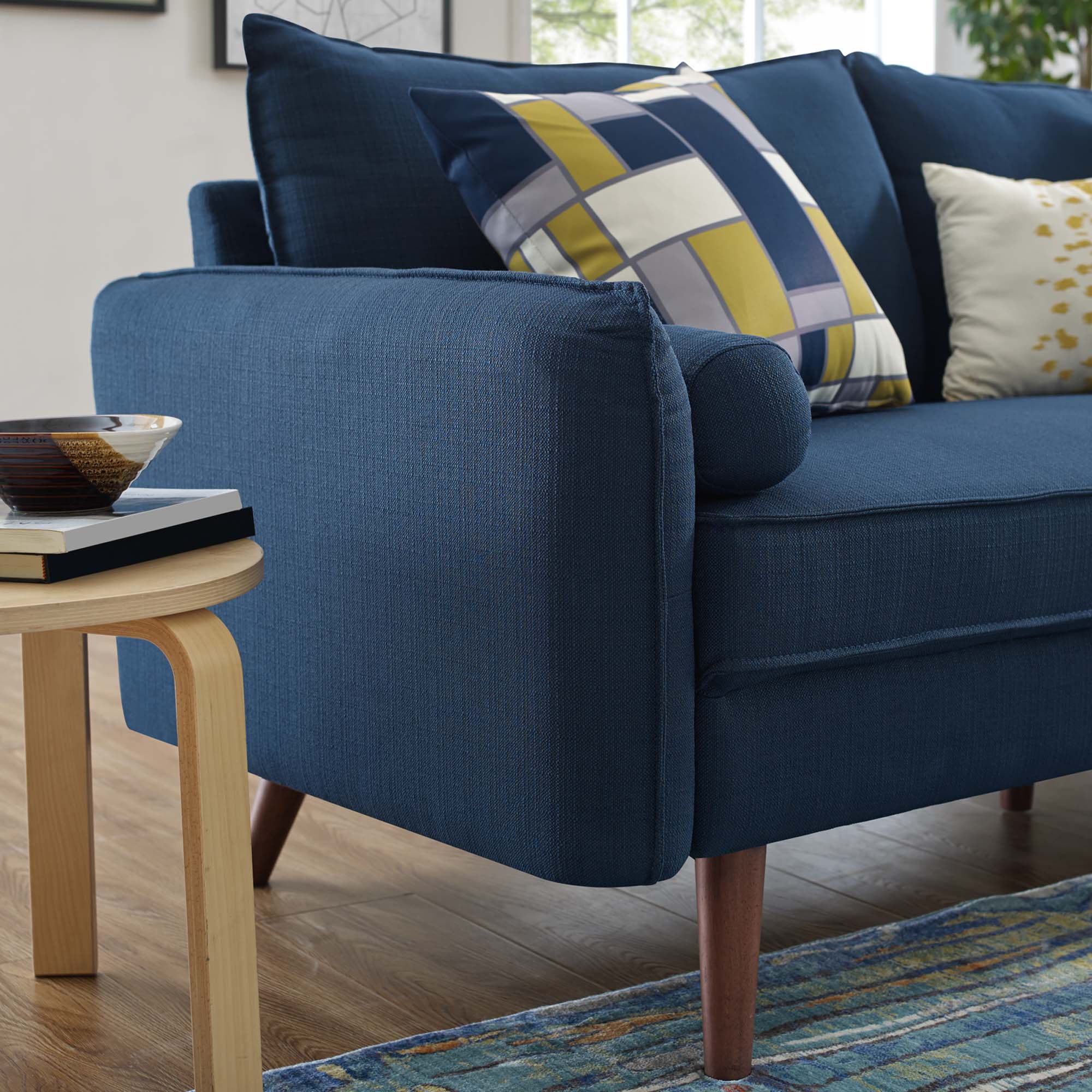 Revive Upholstered Fabric Loveseat, Azure