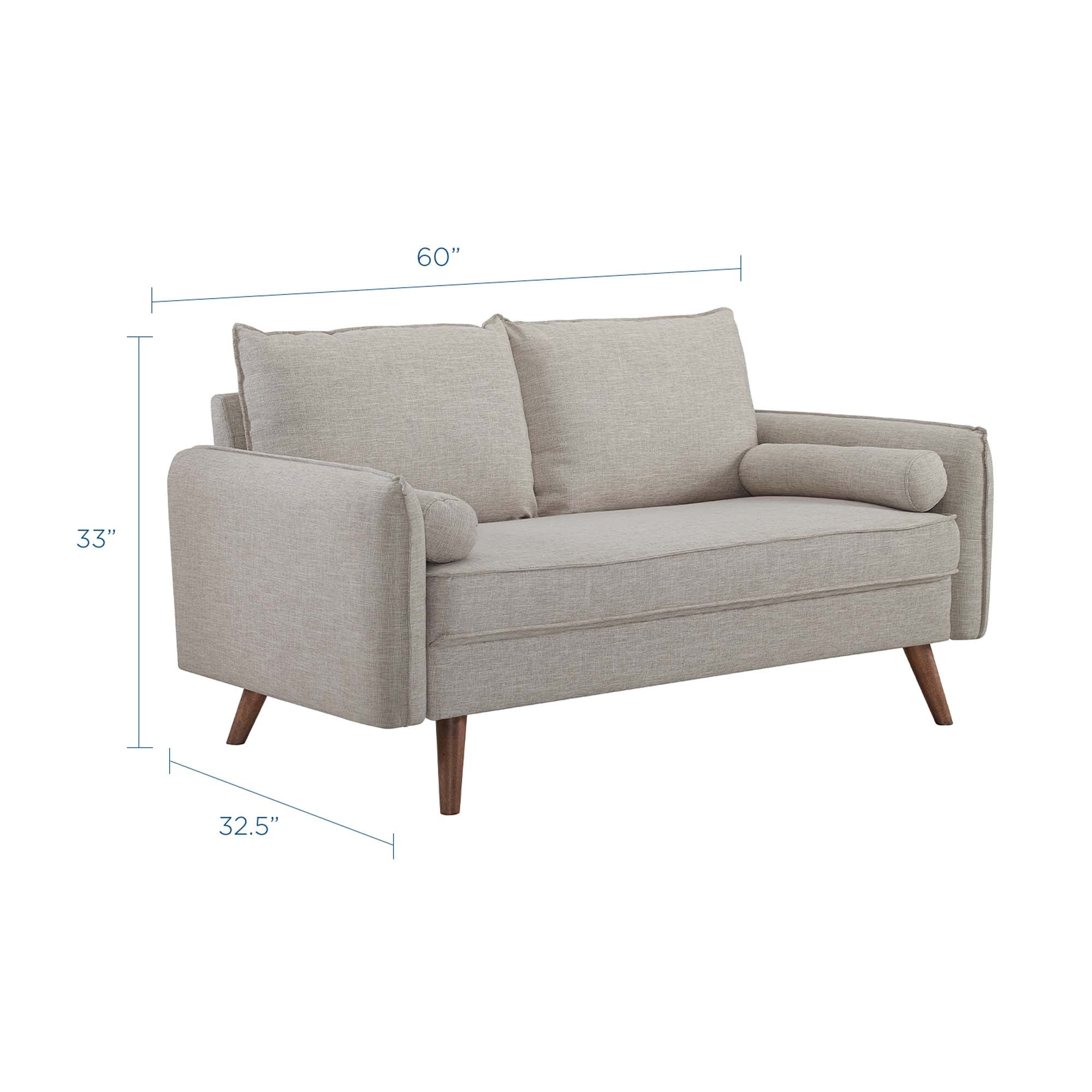 Revive Upholstered Fabric Loveseat, Beige